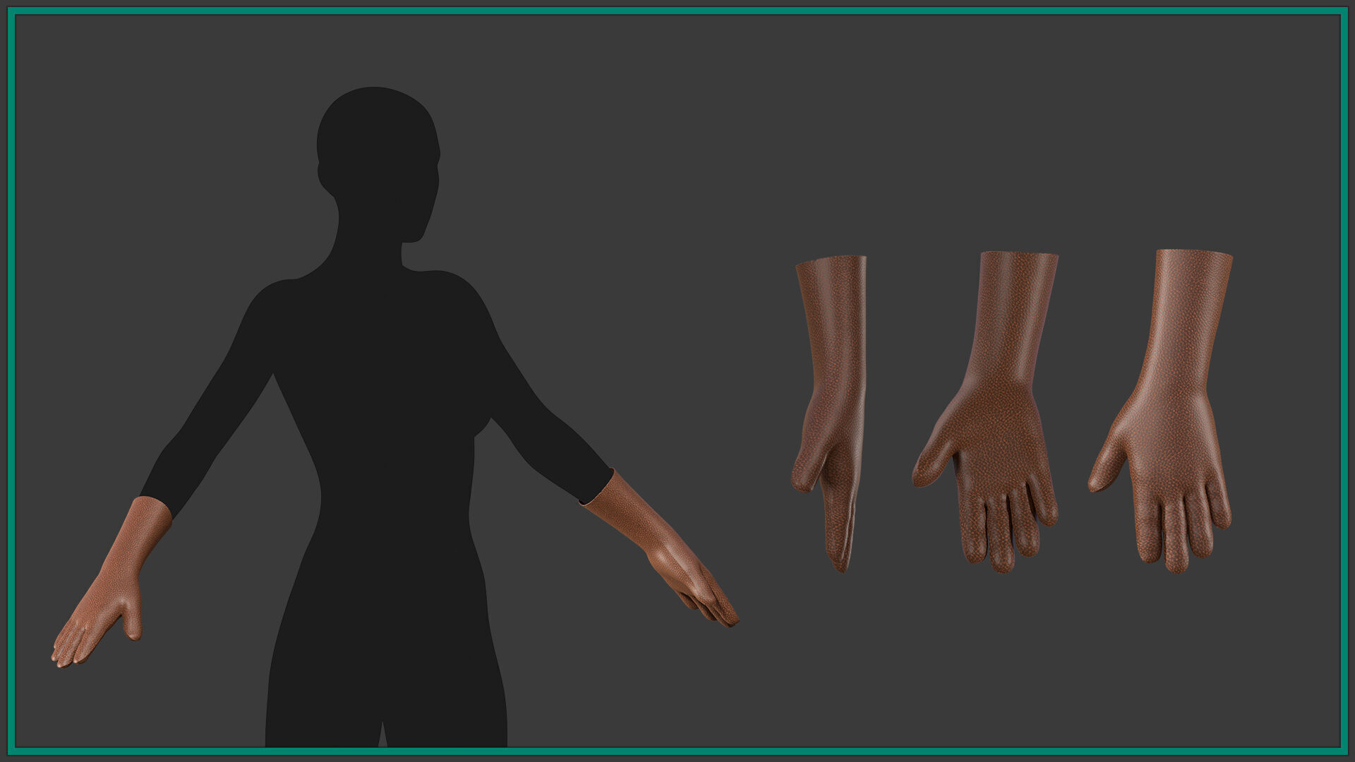12 female glove Low-poly 3D model_4