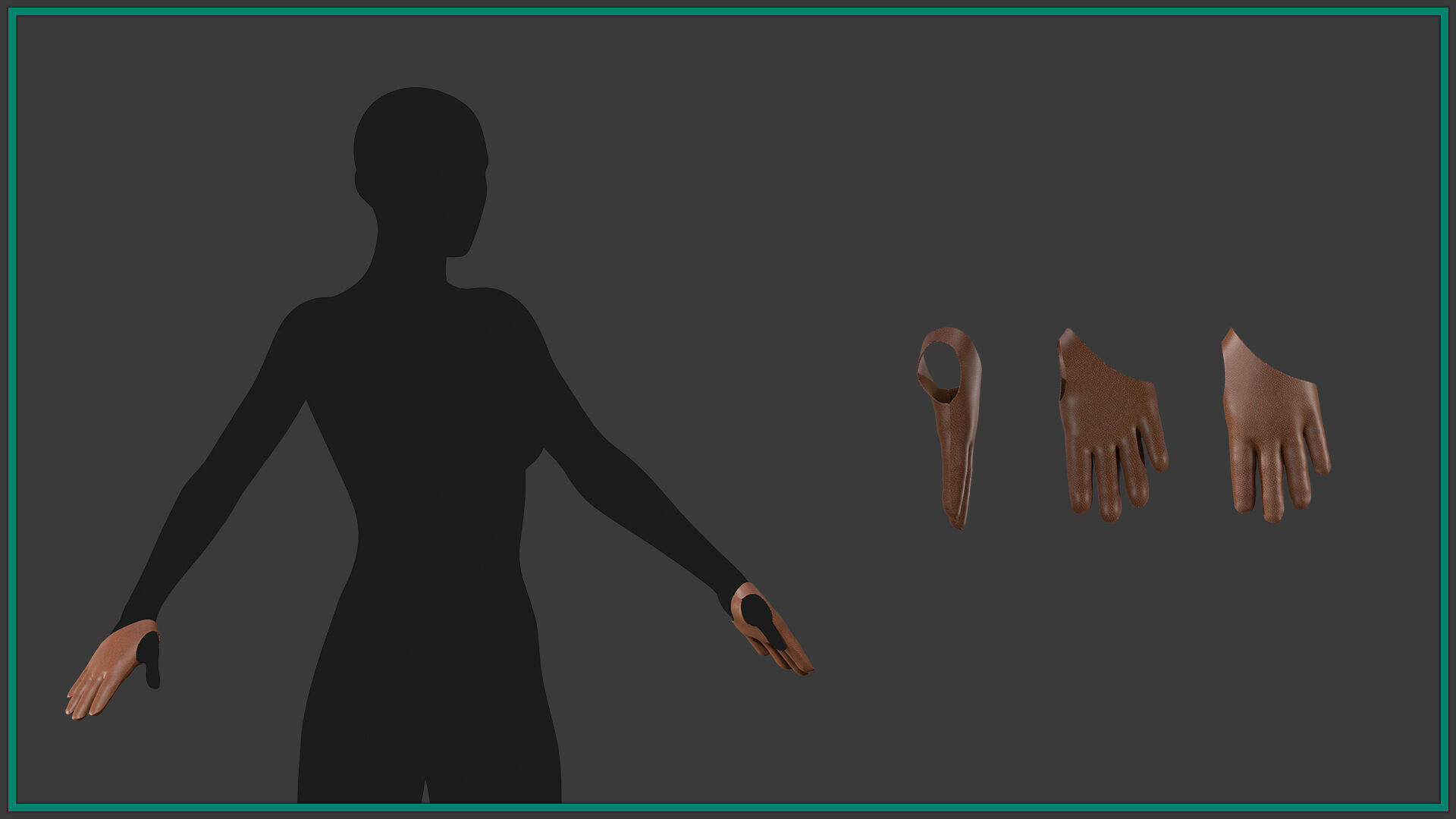 12 female glove Low-poly 3D model_8