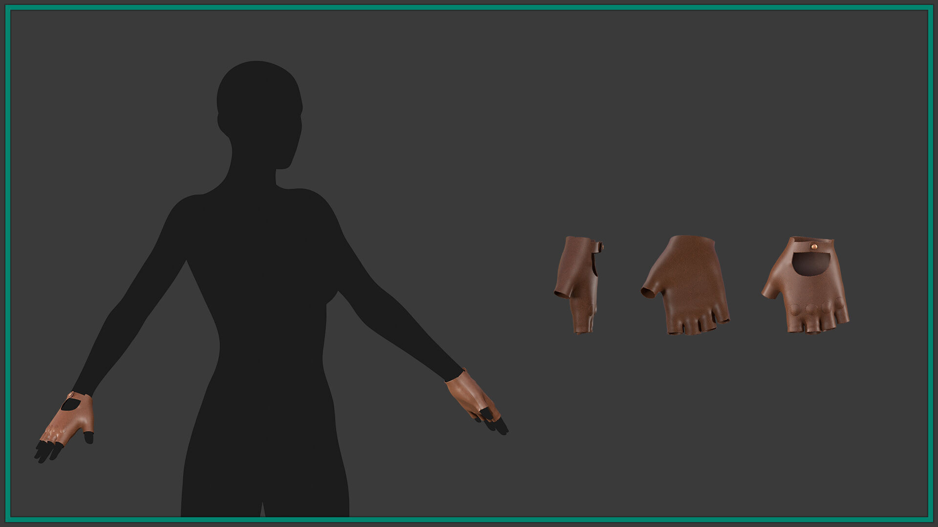 12 female glove Low-poly 3D model_12