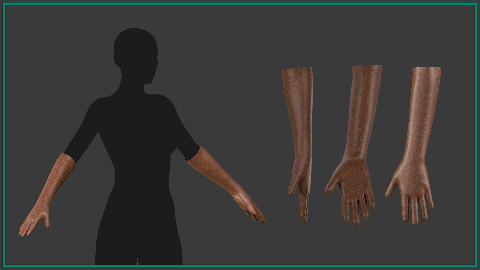 12 female glove Low-poly 3D model_3