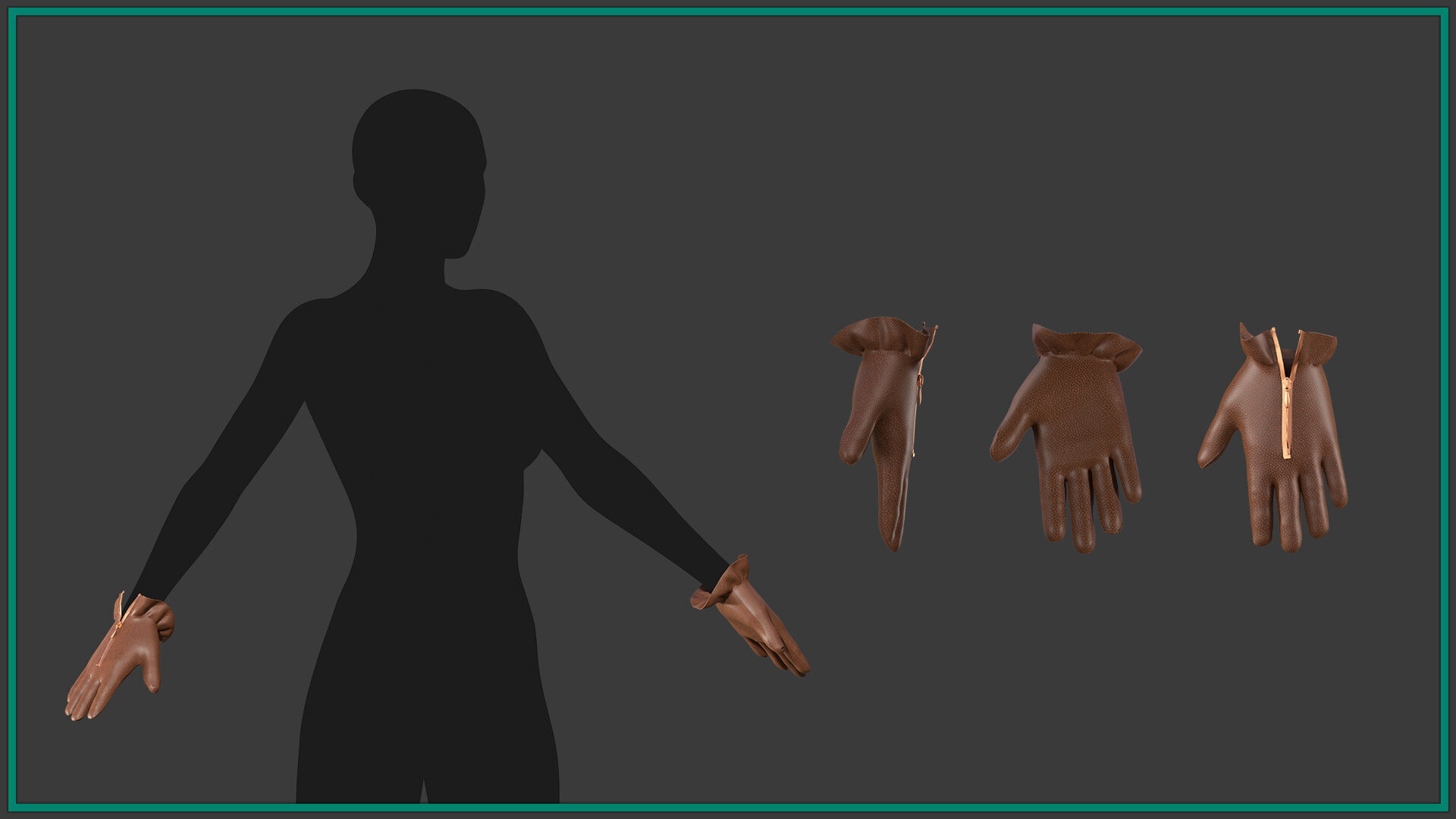 12 female glove Low-poly 3D model_9