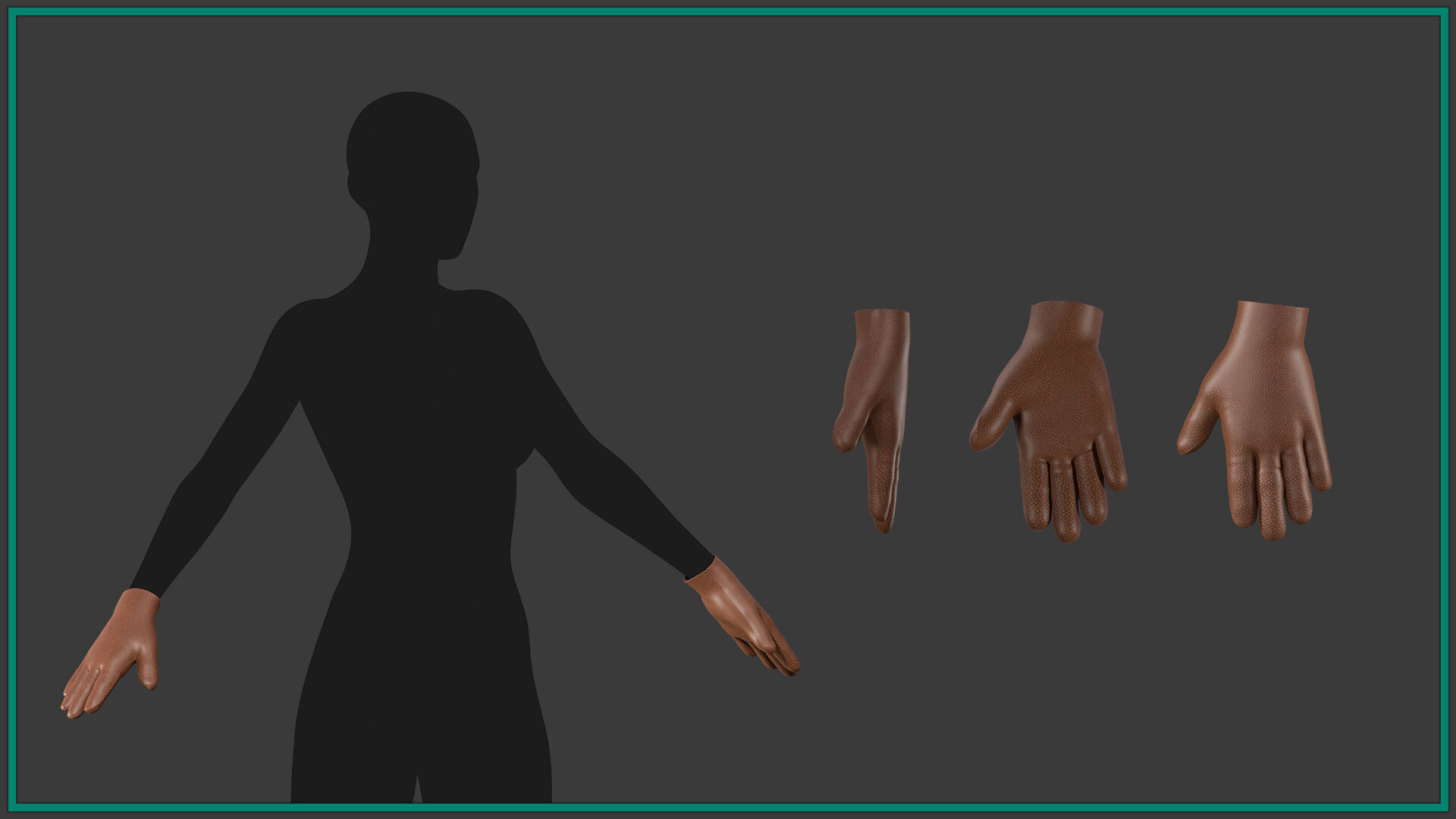12 female glove Low-poly 3D model_5