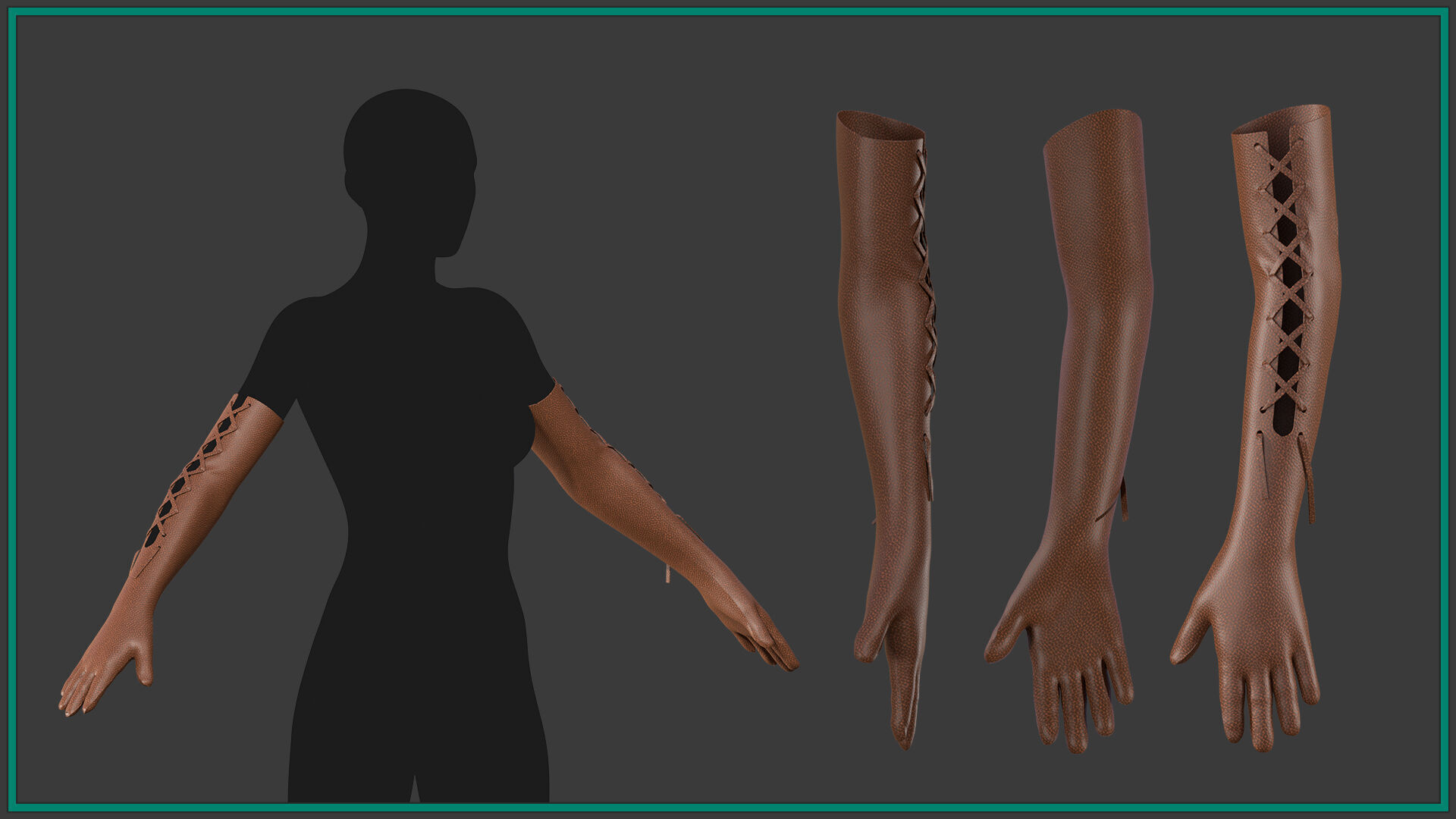 12 female glove Low-poly 3D model_11