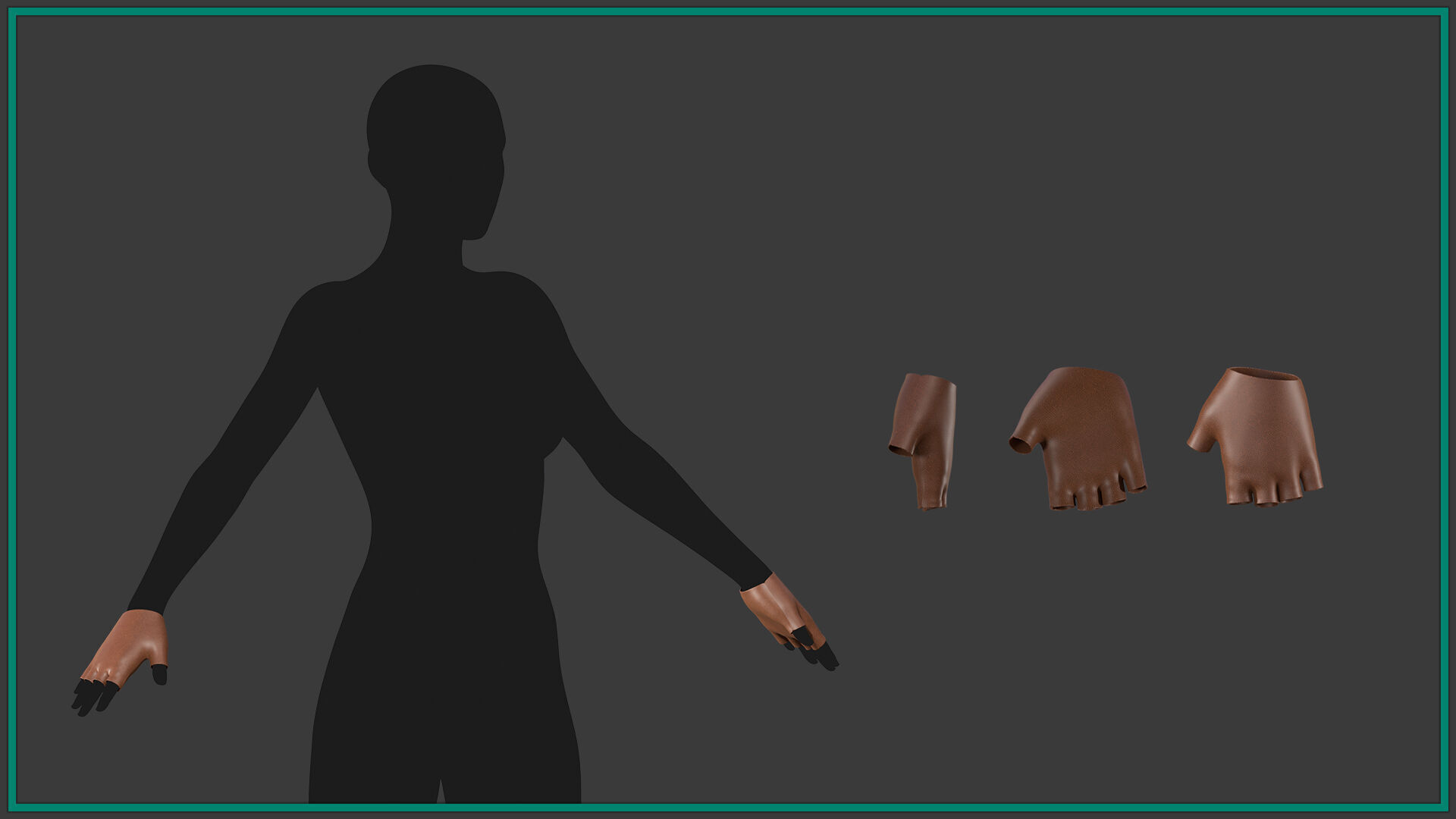 12 female glove Low-poly 3D model_7