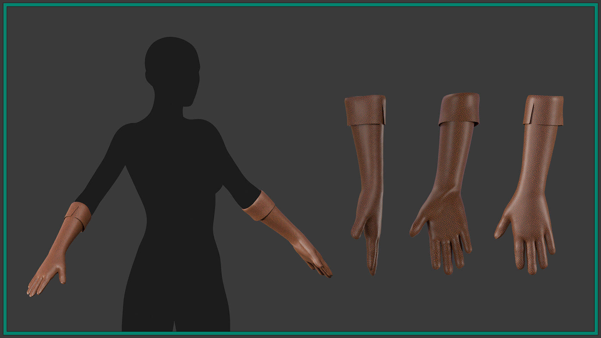 12 female glove Low-poly 3D model_10