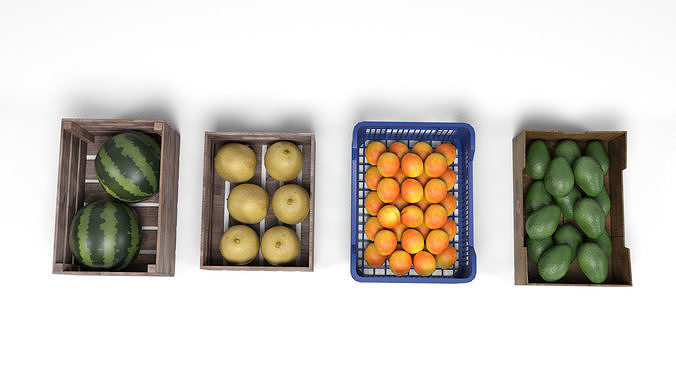 Fruit boxes Low-poly 3D model 5