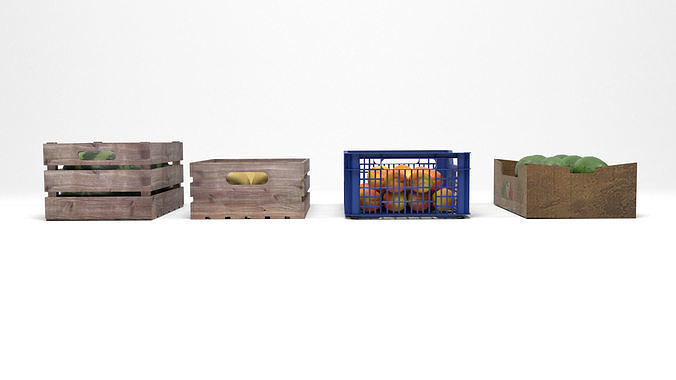 Fruit boxes Low-poly 3D model 6