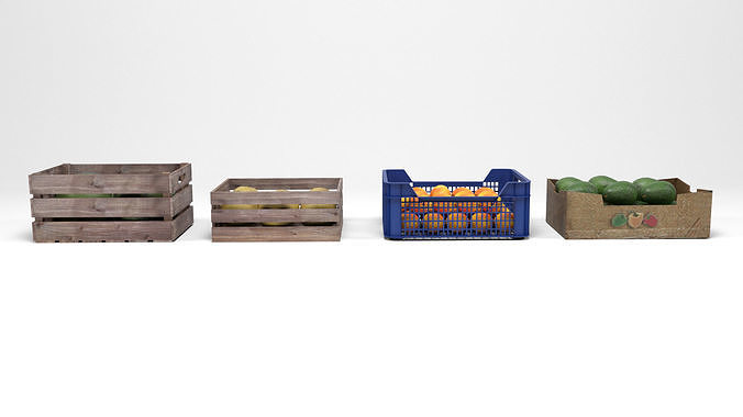 Fruit boxes Low-poly 3D model 7