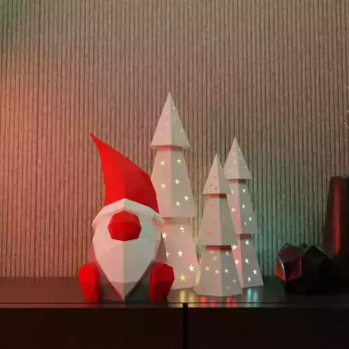 GNOME XMAS LOW POLY 3D model