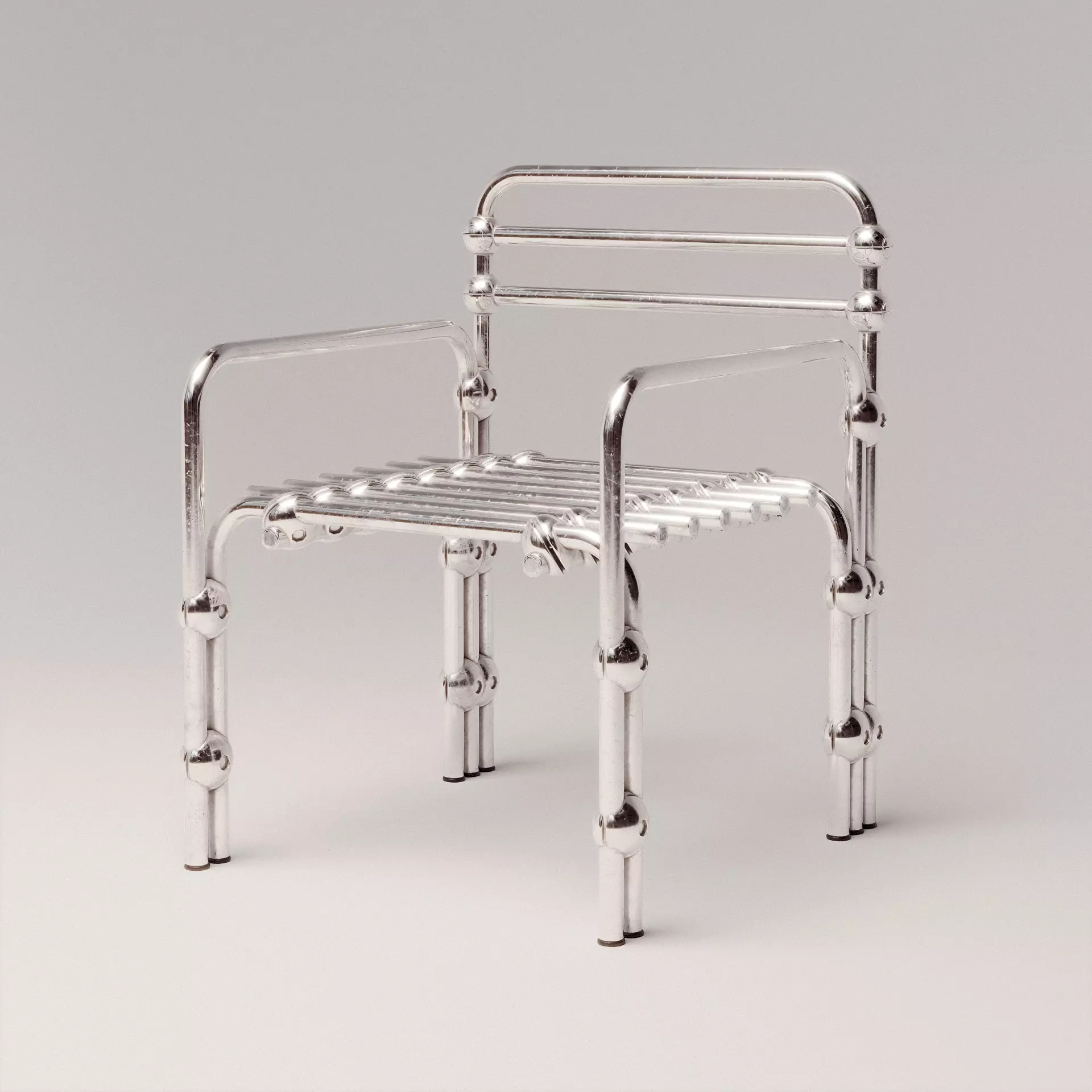 Chromed Lounge Chair Low-poly 3D model_0