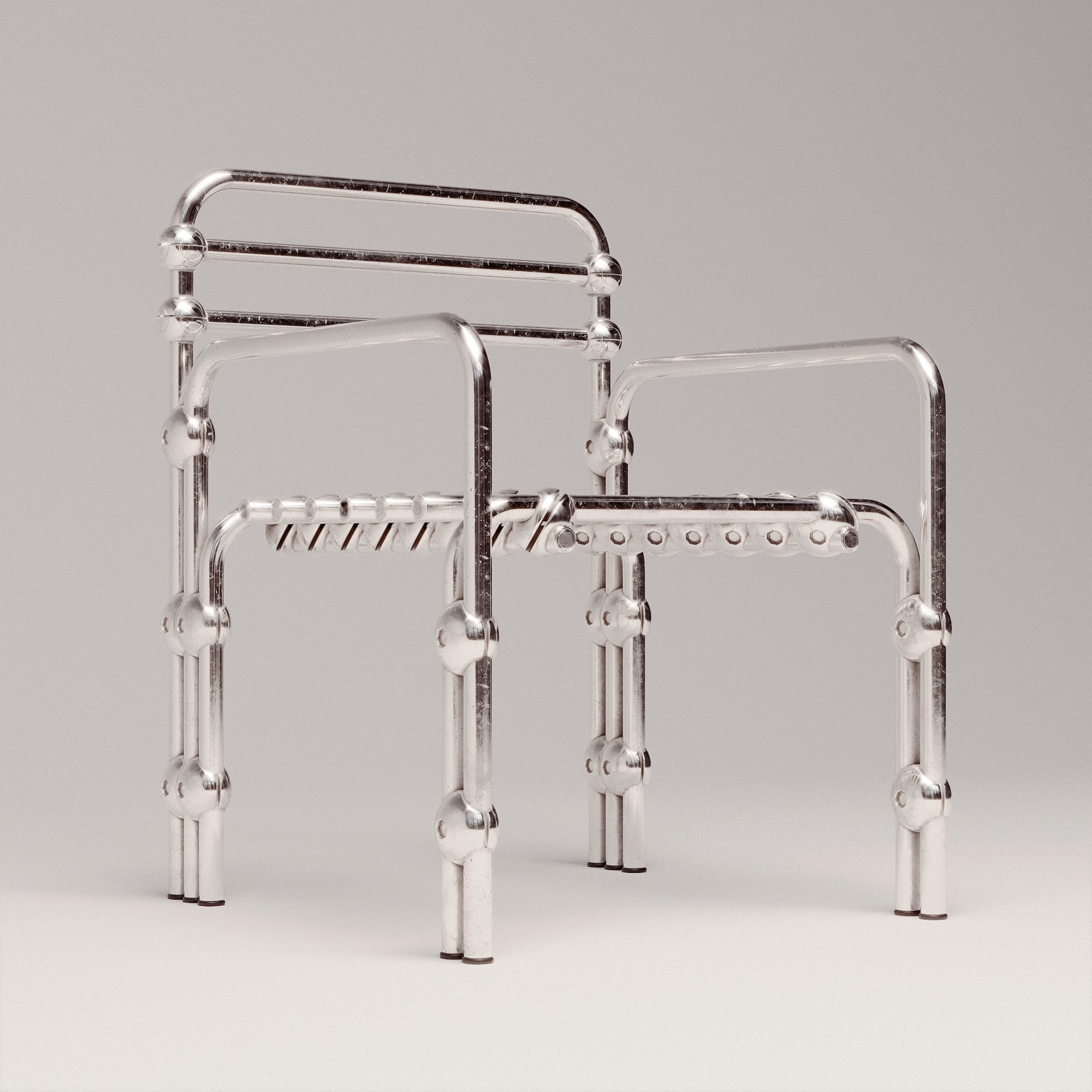 Chromed Lounge Chair Low-poly 3D model_2