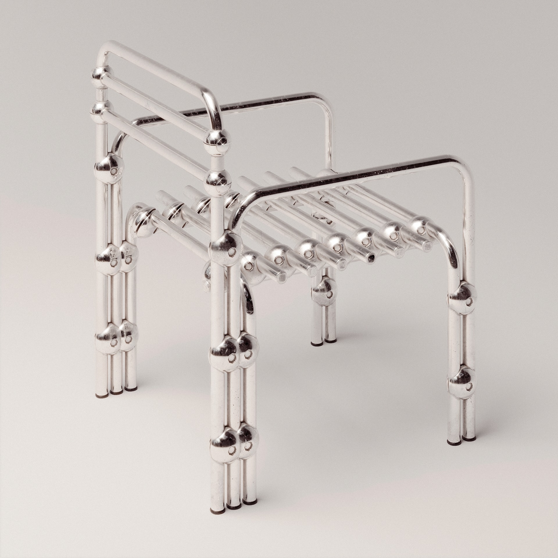 Chromed Lounge Chair Low-poly 3D model_4