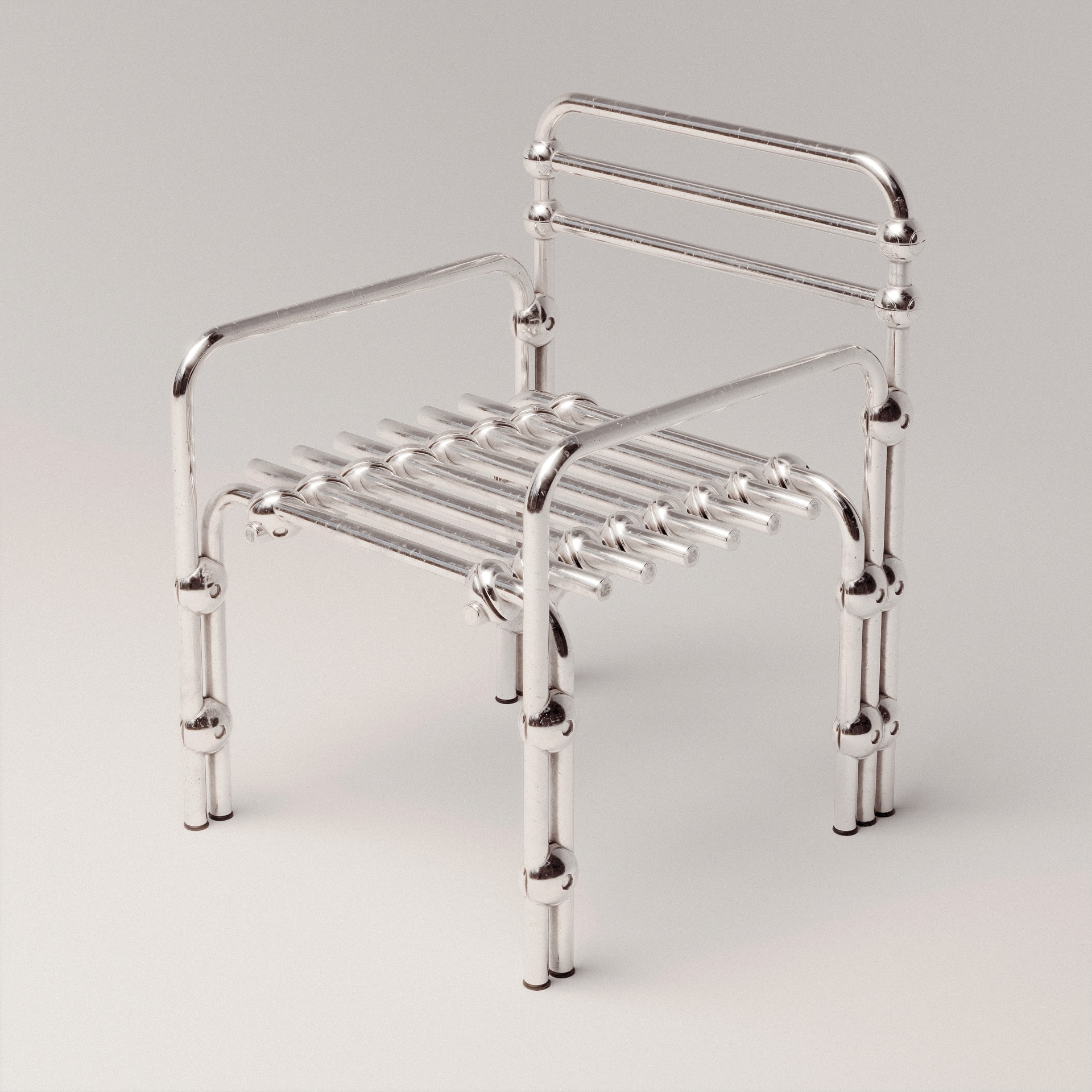 Chromed Lounge Chair Low-poly 3D model_1