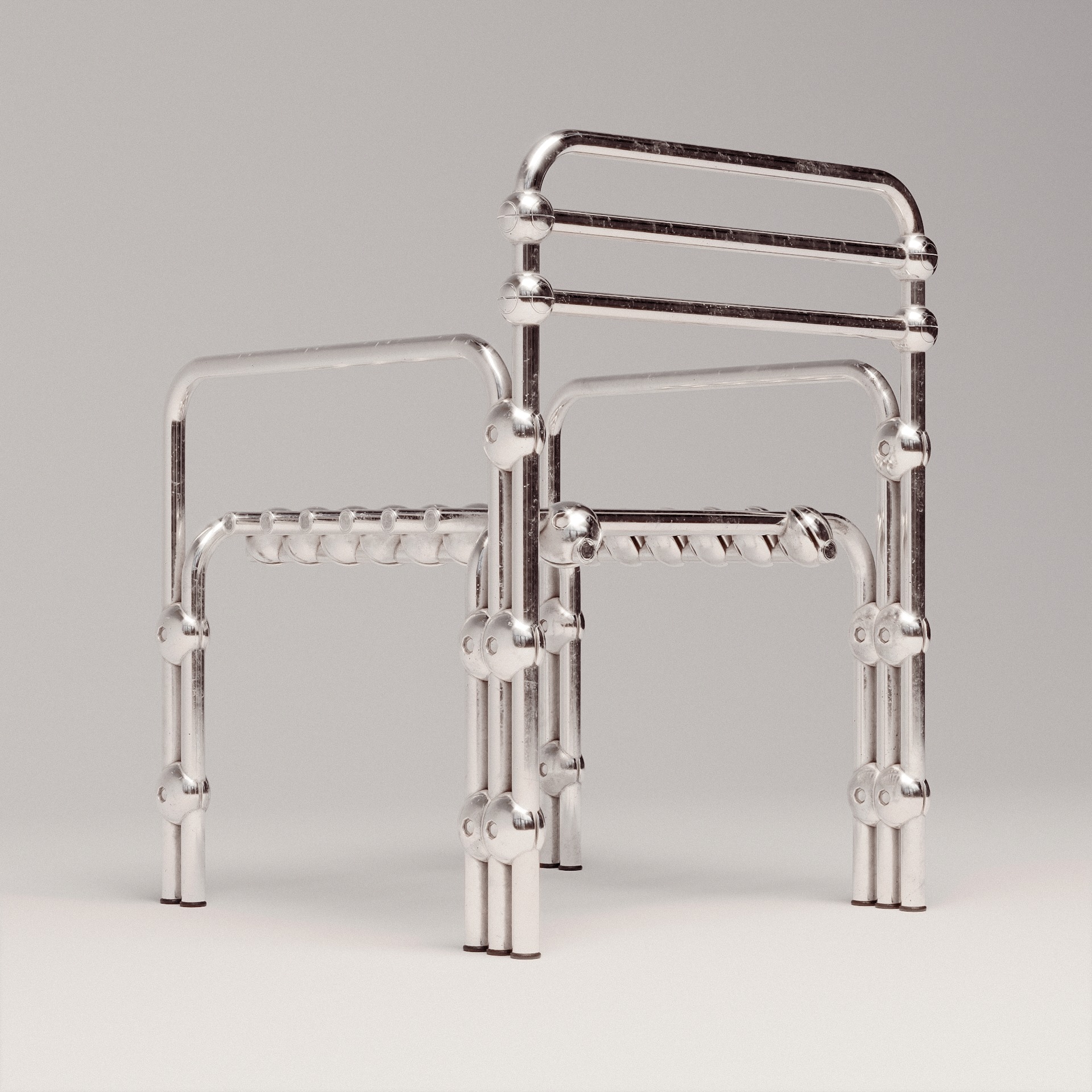 Chromed Lounge Chair Low-poly 3D model_5