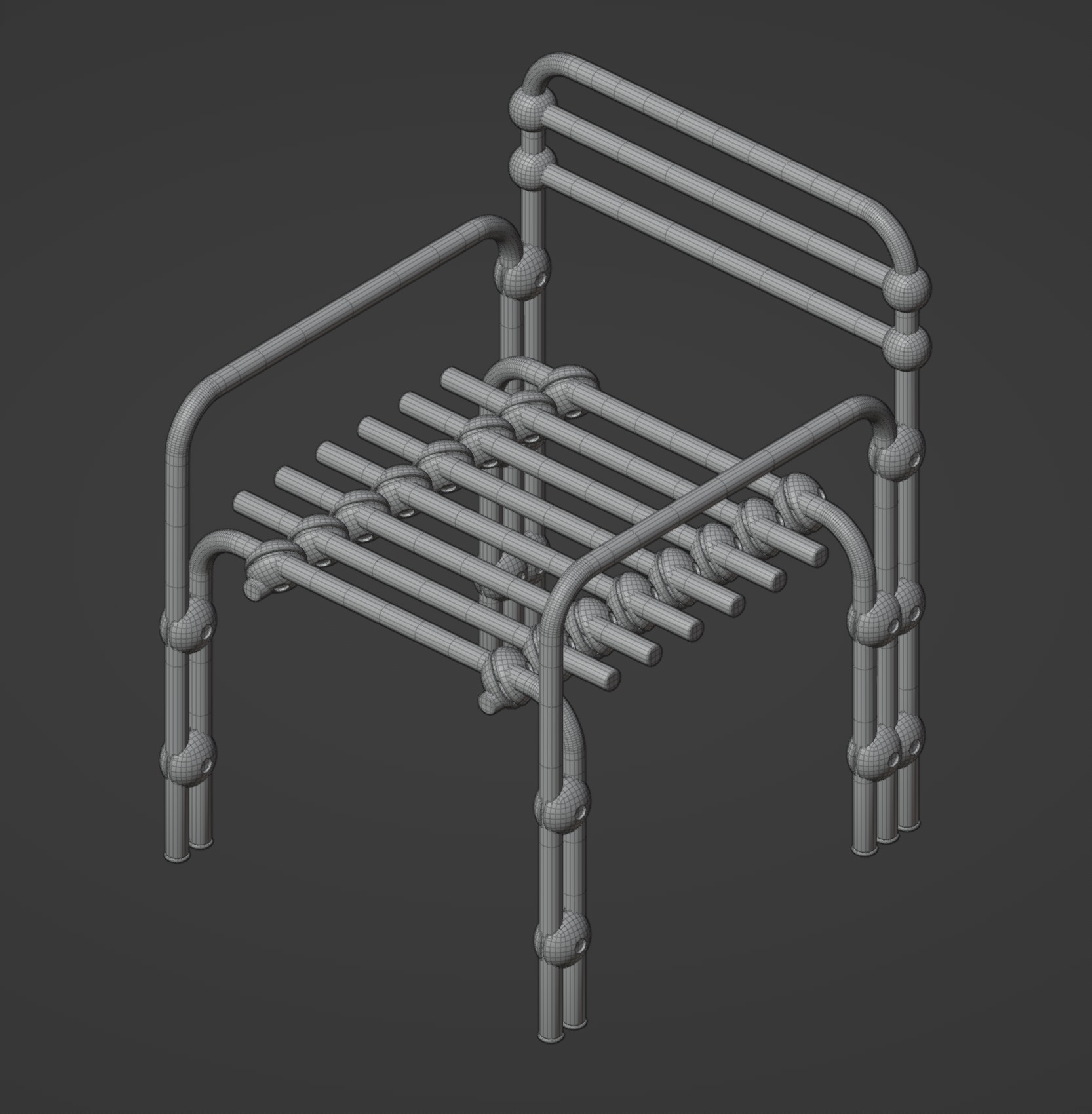 Chromed Lounge Chair Low-poly 3D model_6