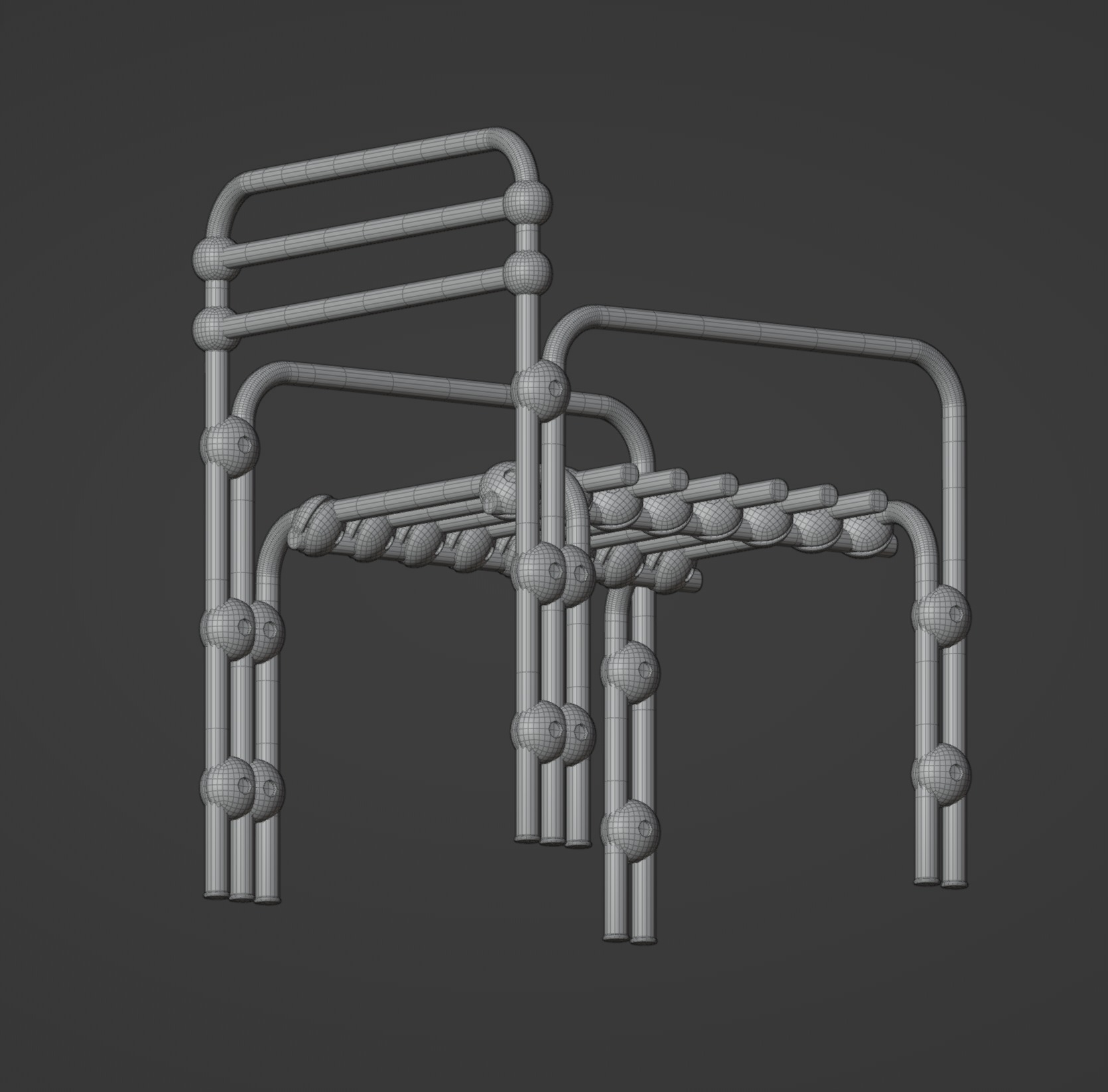Chromed Lounge Chair Low-poly 3D model_7