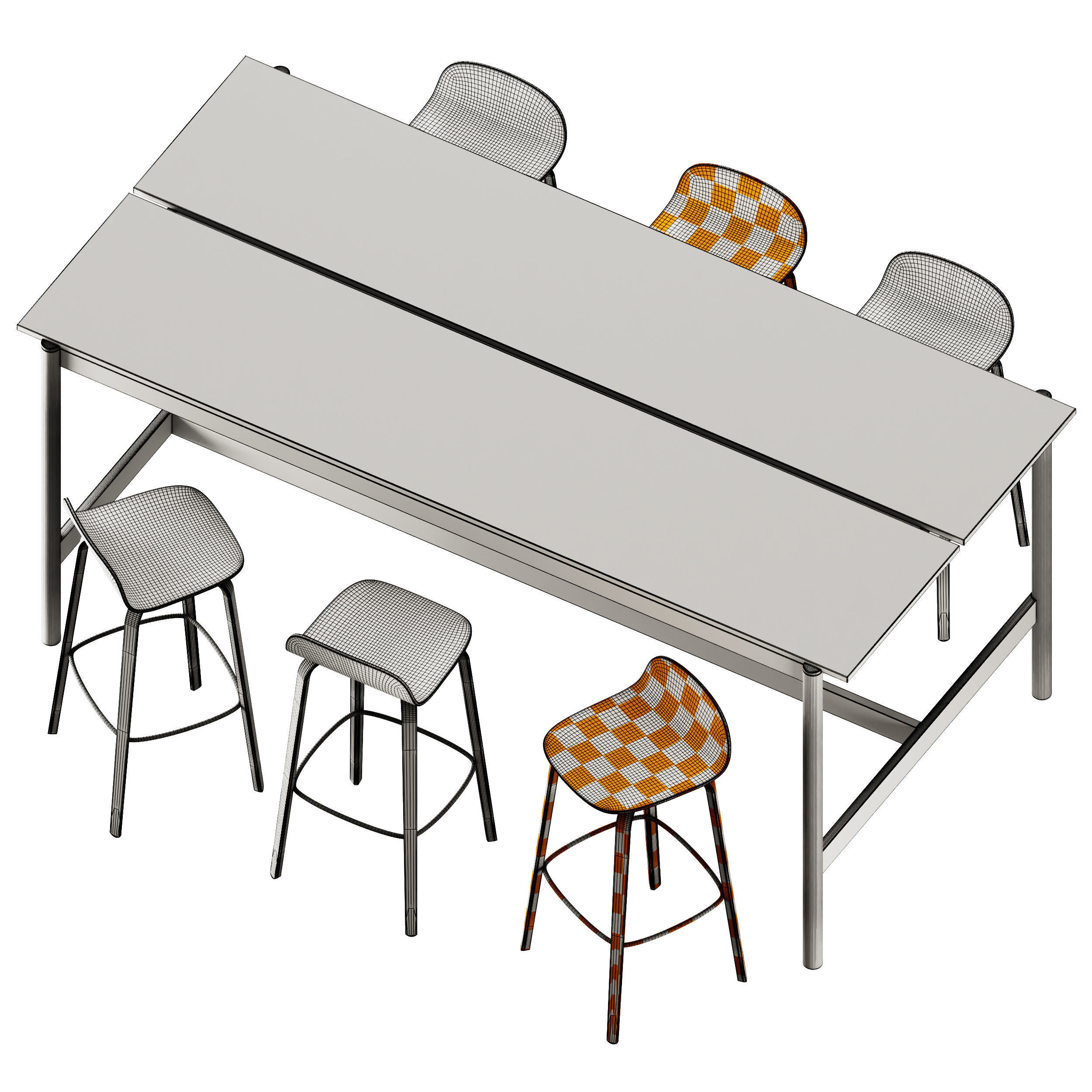 Muuto Visu Bar Stool and Linear System High Table 3D model_8