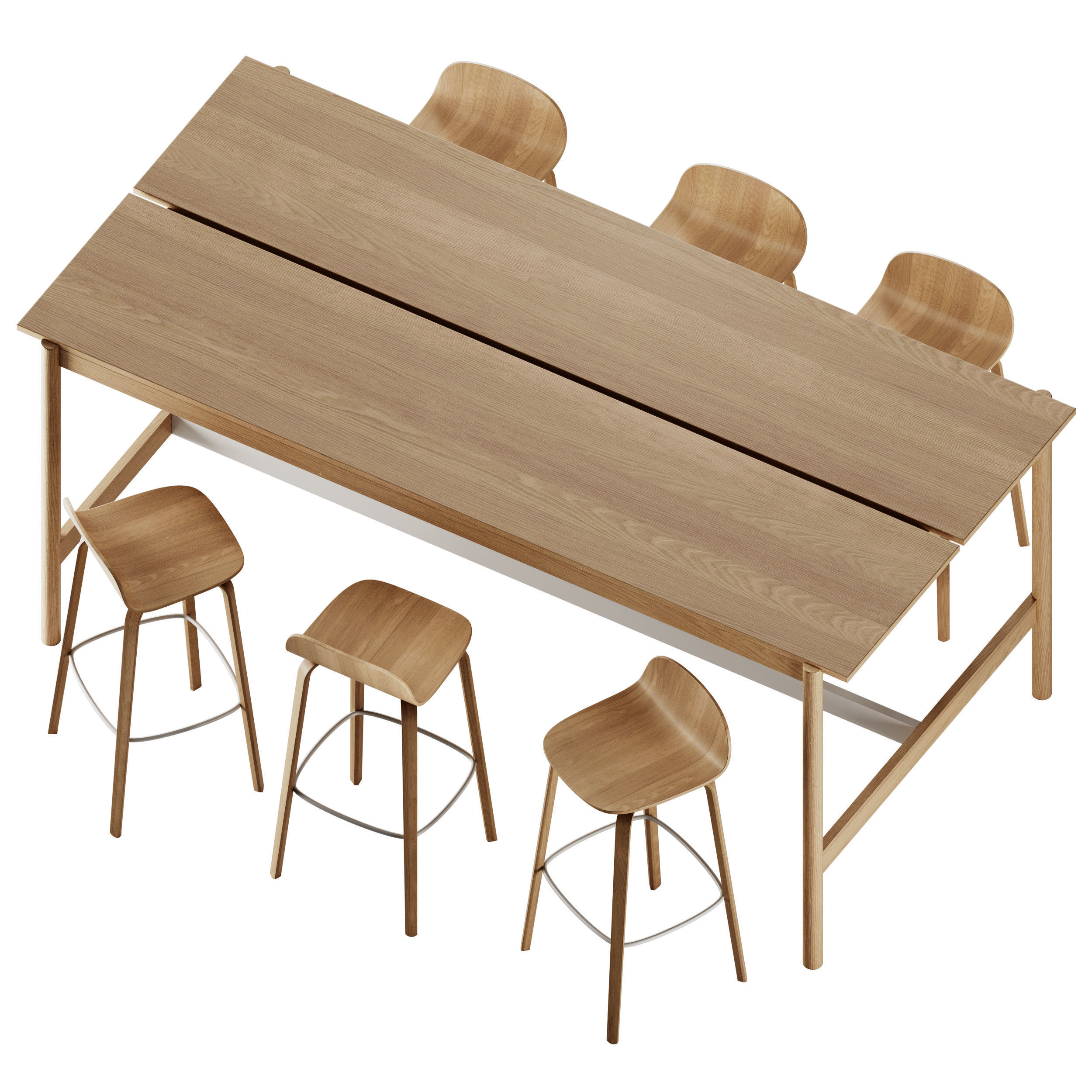 Muuto Visu Bar Stool and Linear System High Table 3D model_1