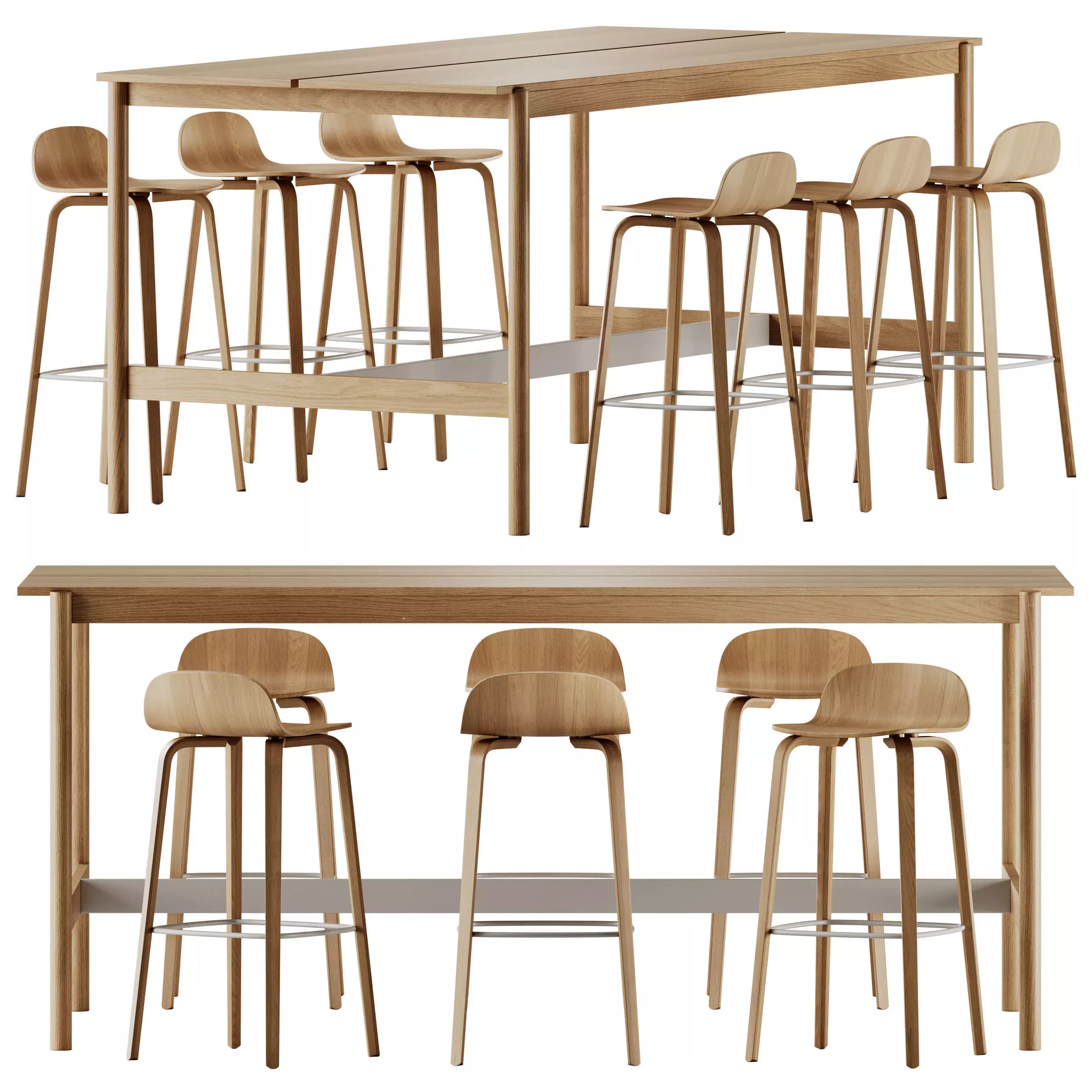 Muuto Visu Bar Stool and Linear System High Table 3D model_0