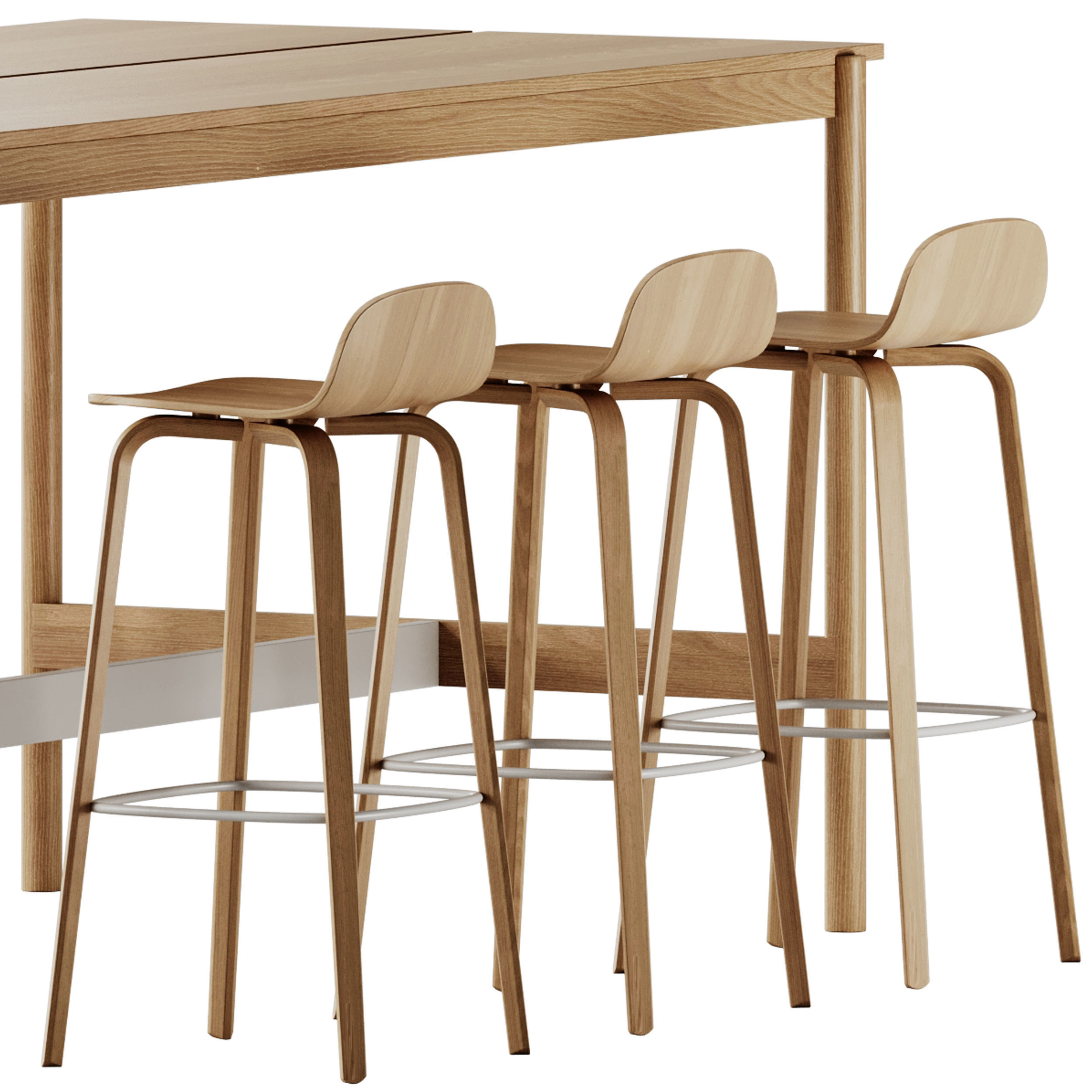 Muuto Visu Bar Stool and Linear System High Table 3D model_4