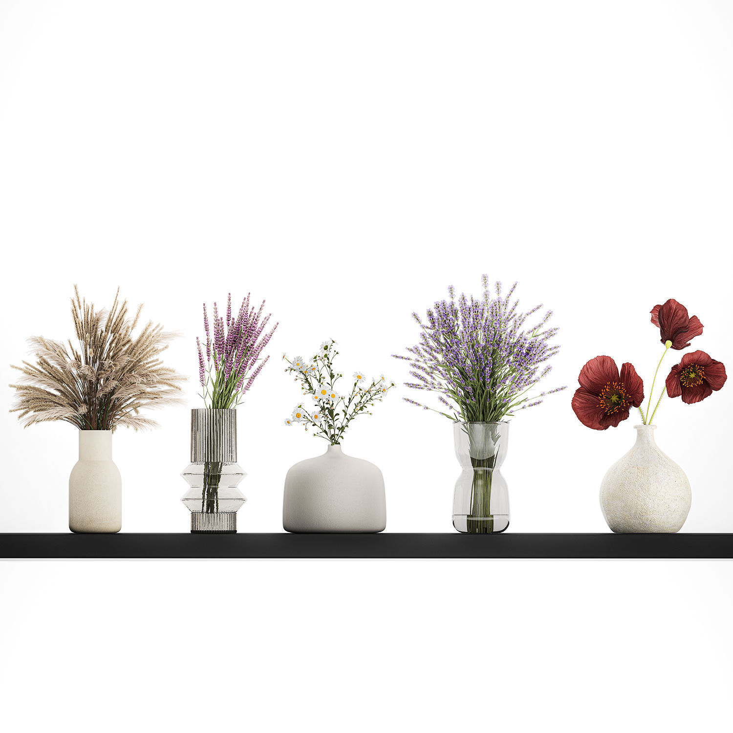 Collection Of Small Bouquets Of Flowers Vases 476 3D model_7