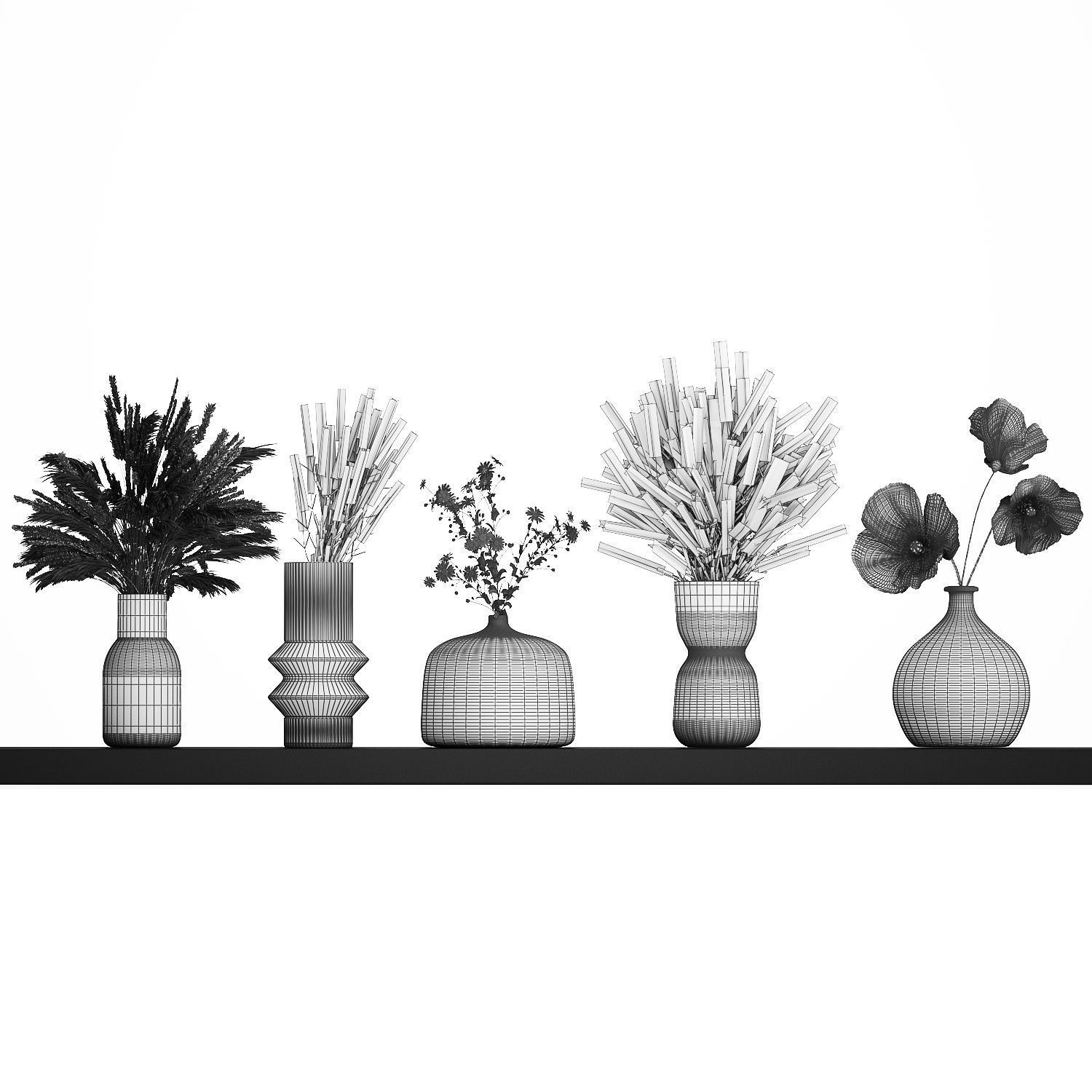 Collection Of Small Bouquets Of Flowers Vases 476 3D model_12