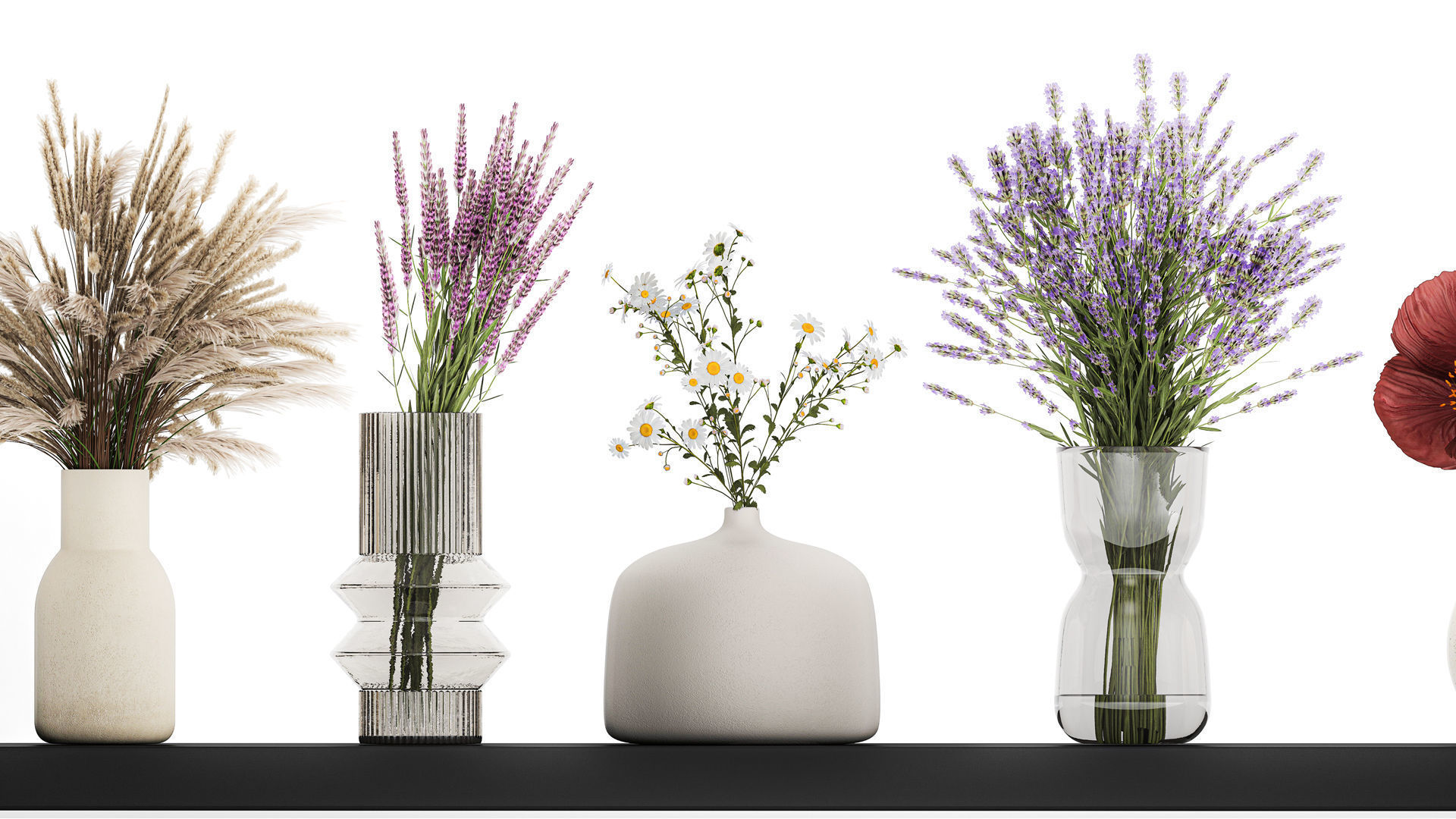 Collection Of Small Bouquets Of Flowers Vases 476 3D model_1