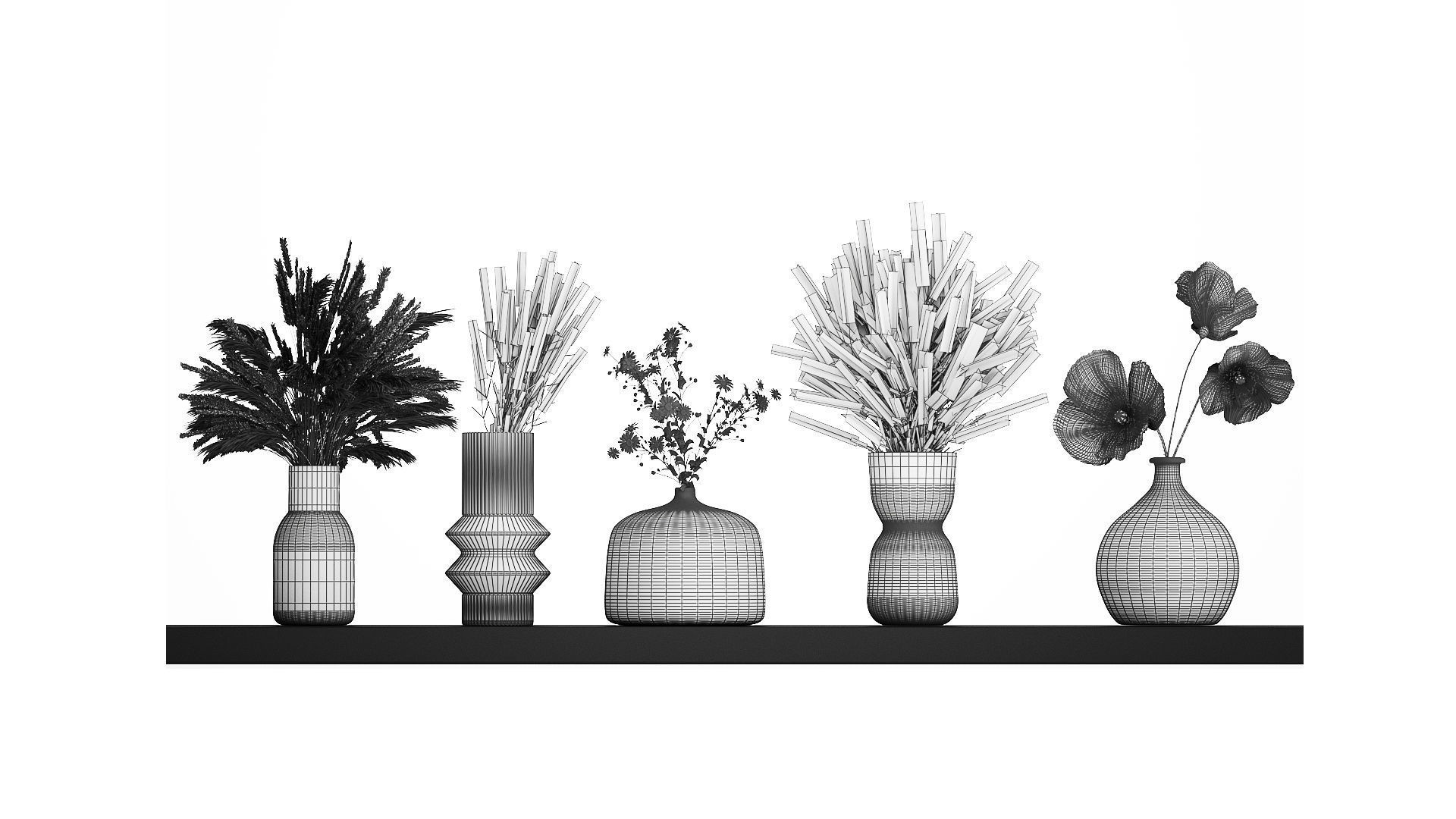 Collection Of Small Bouquets Of Flowers Vases 476 3D model_5