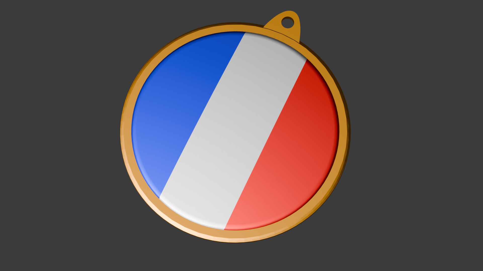 France Flag Golden Medal Badge 3D model_23