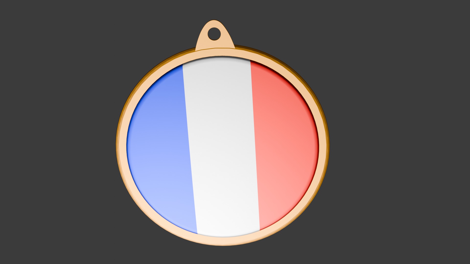 France Flag Golden Medal Badge 3D model_21