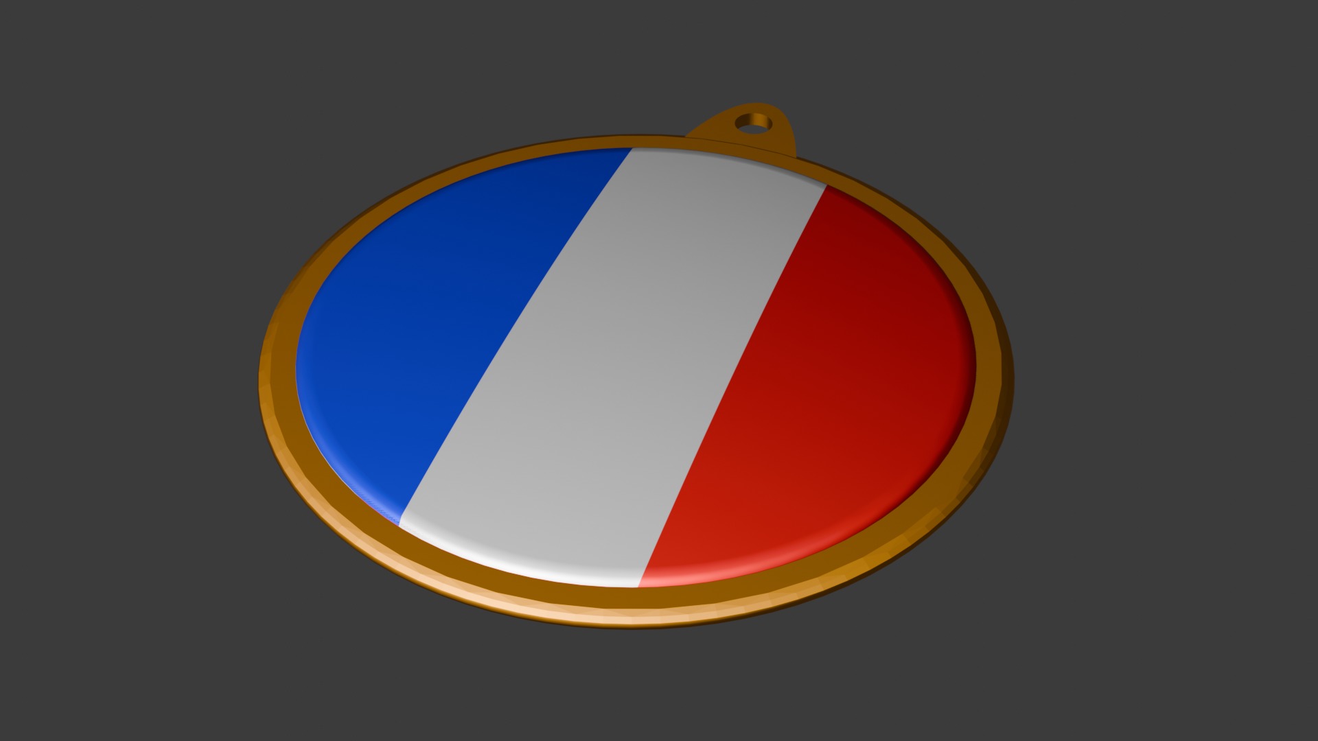 France Flag Golden Medal Badge 3D model_20