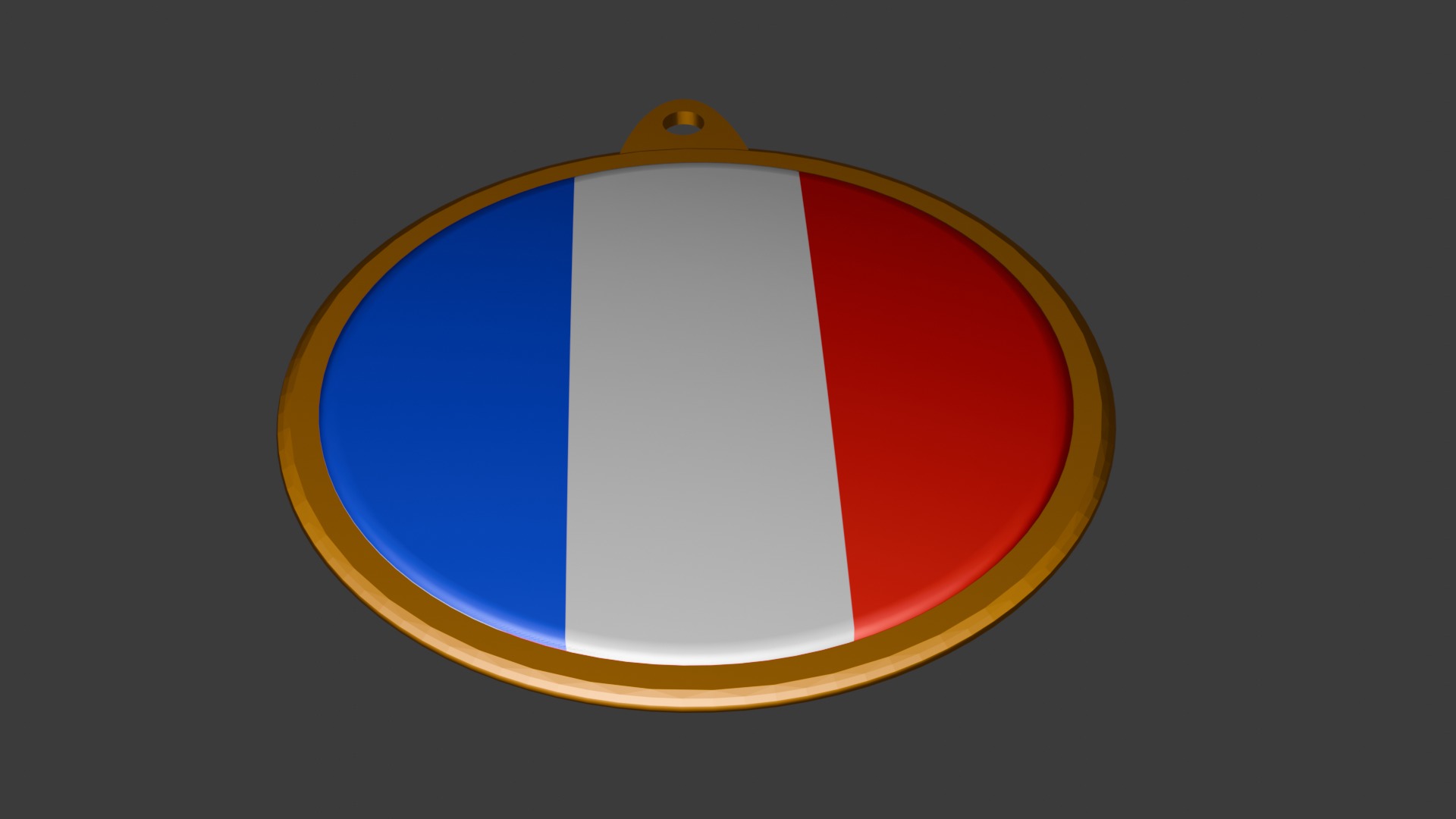 France Flag Golden Medal Badge 3D model_24