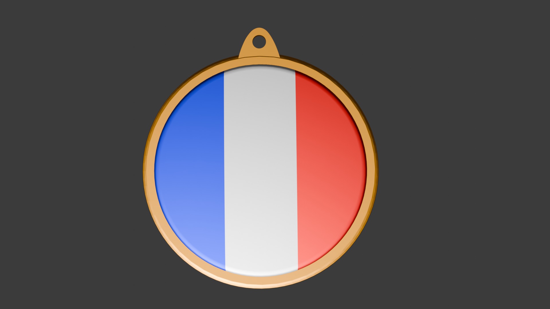 France Flag Golden Medal Badge 3D model_30