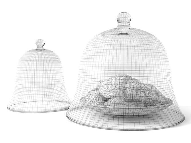 Croissants in Glass Dome 3D model 4
