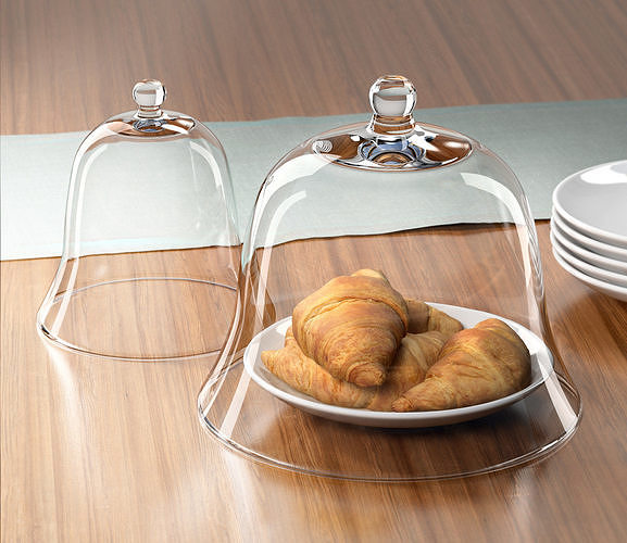 Croissants in Glass Dome 3D model 2