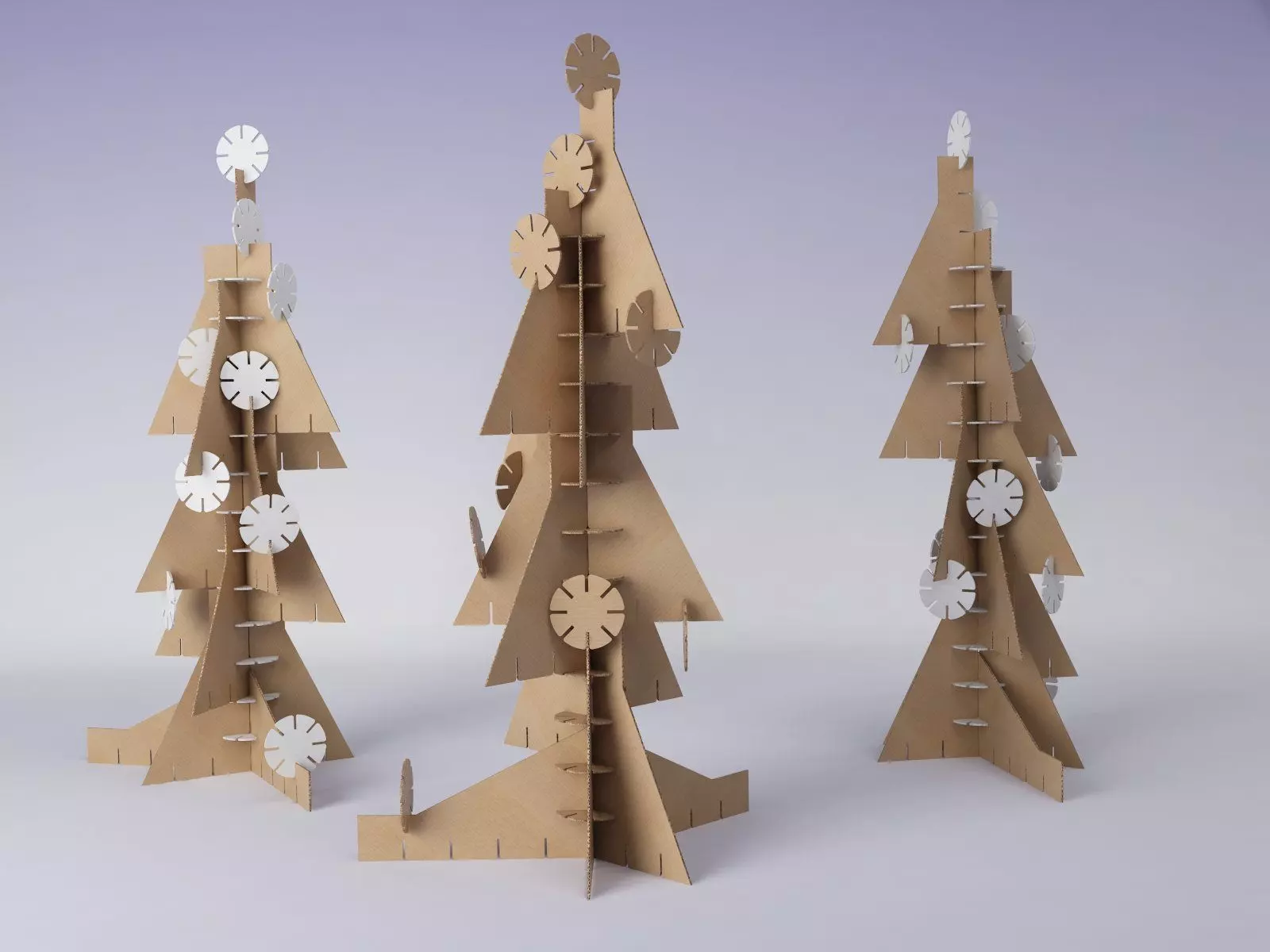 Cardboard Christmas Tree with Snowflakes 3D model_0