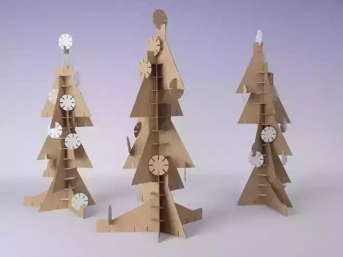 Cardboard Christmas Tree with Snowflakes