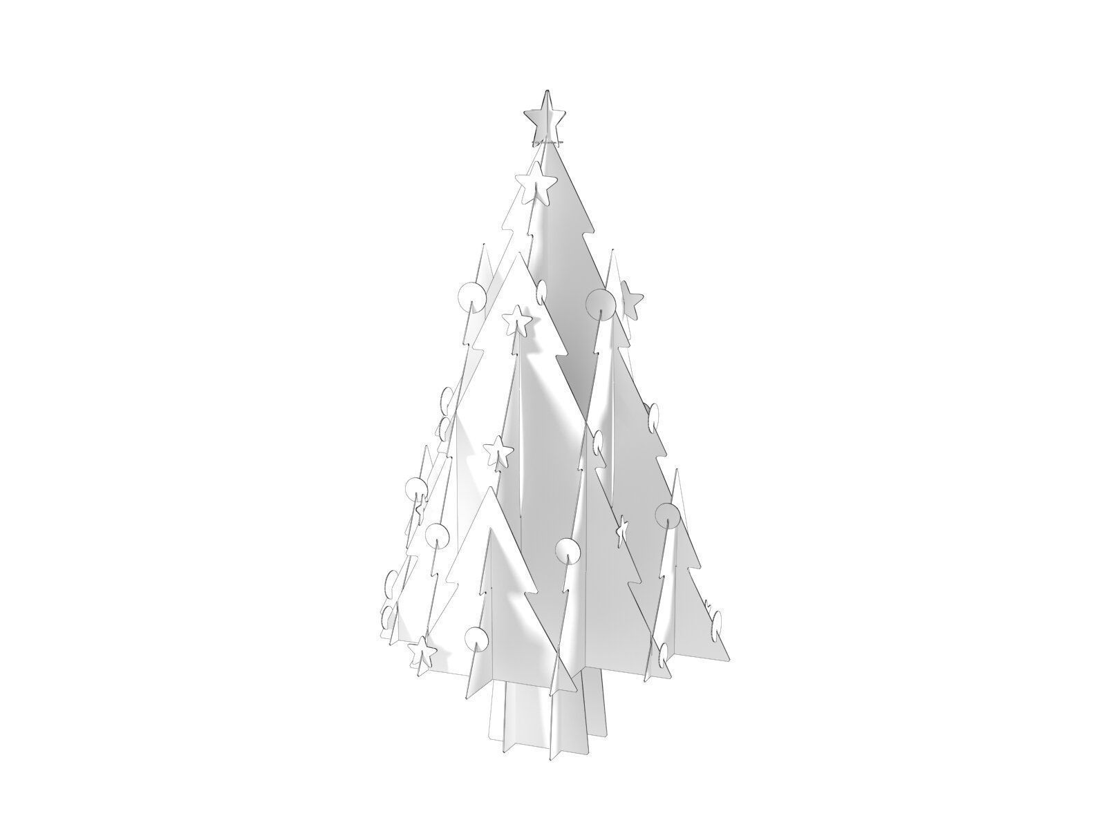 Cardboard Christmas Tree with Stars 3D model_3