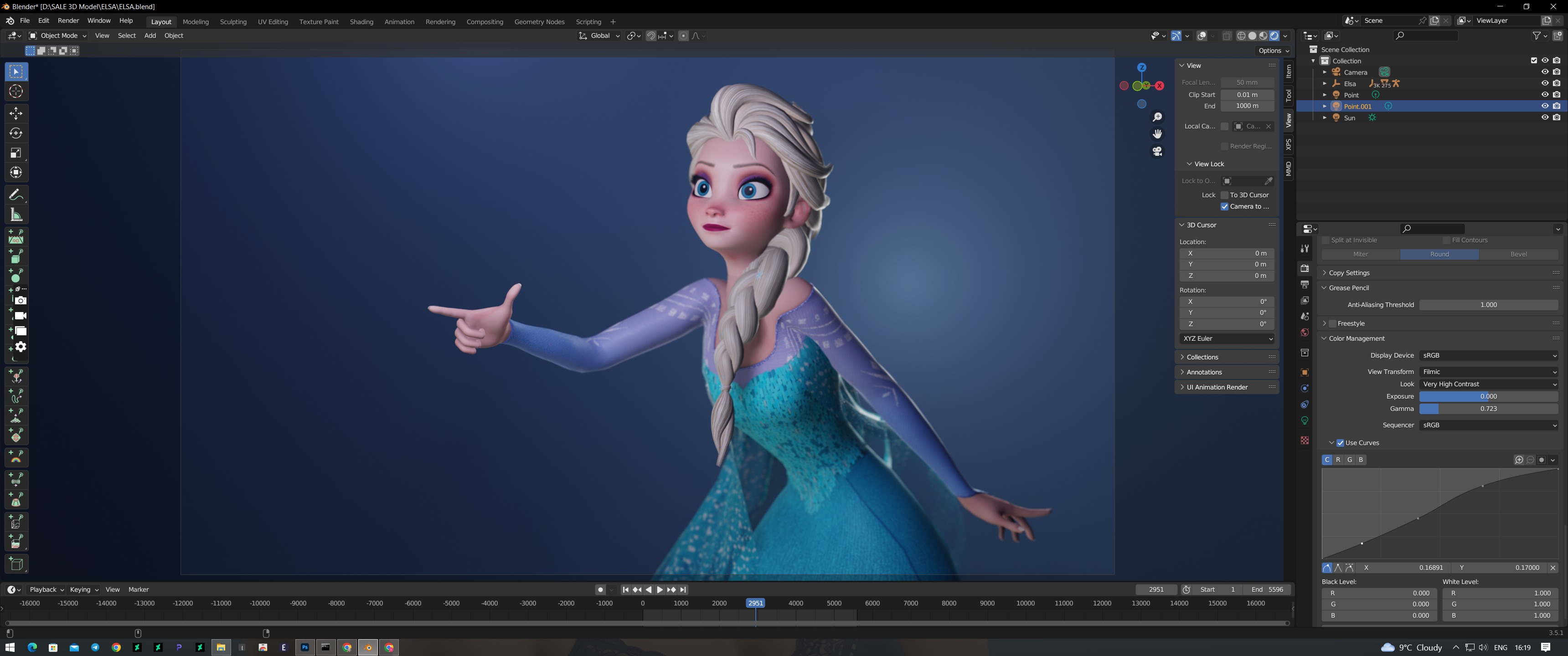 Elsa Frozen 3D Model Low-poly 3D model_8
