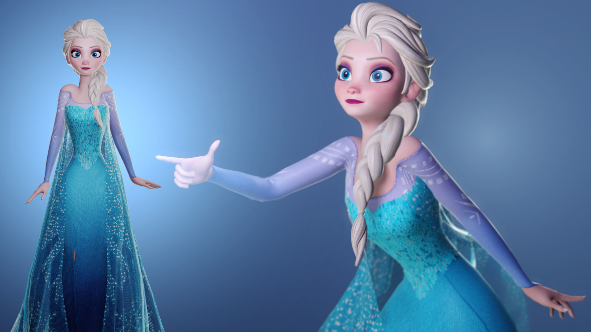 Elsa Frozen 3D Model Low-poly 3D model_1