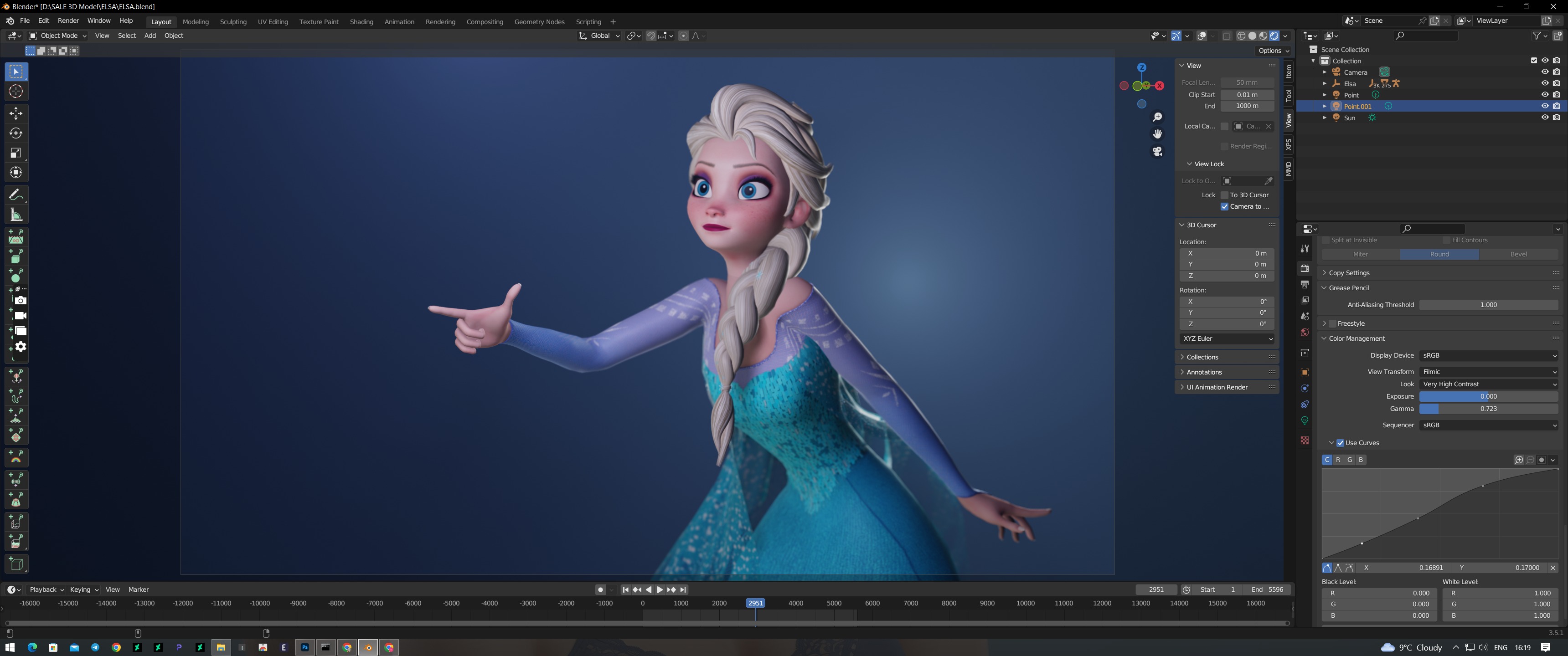 Elsa Frozen 3D Model Low-poly 3D model_11