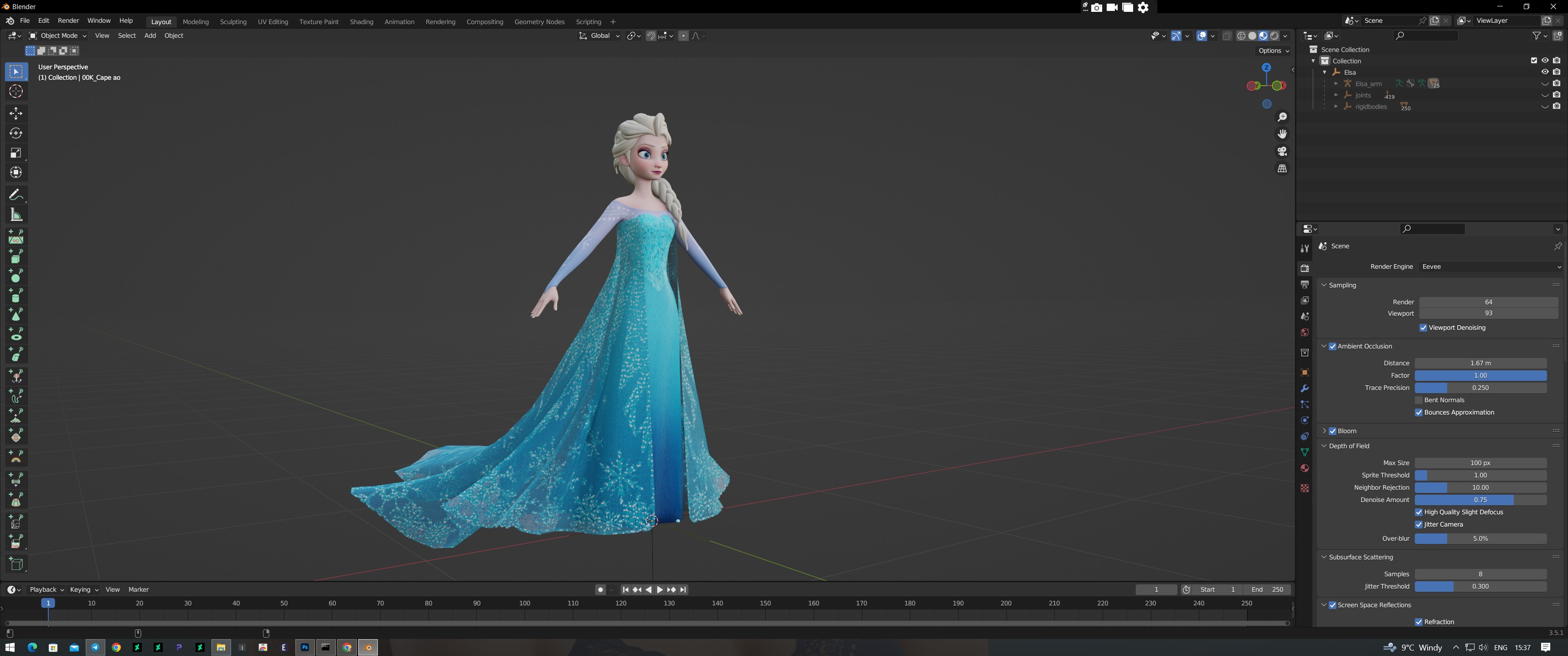Elsa Frozen 3D Model Low-poly 3D model_7