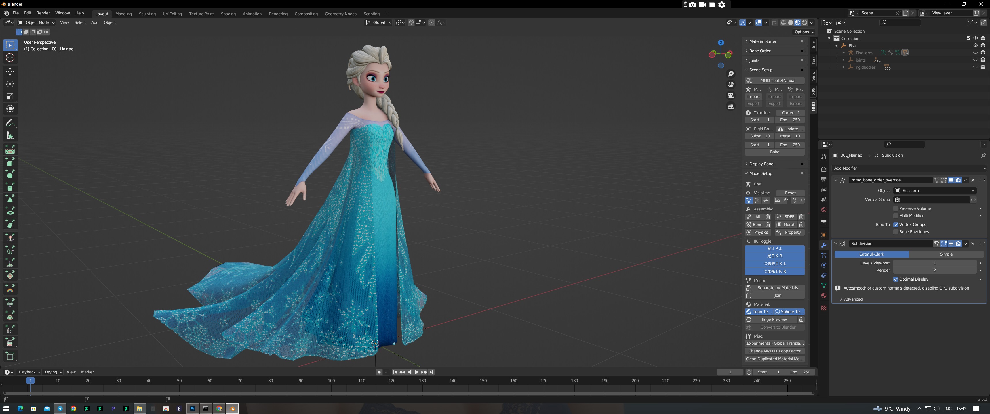 Elsa Frozen 3D Model Low-poly 3D model_12