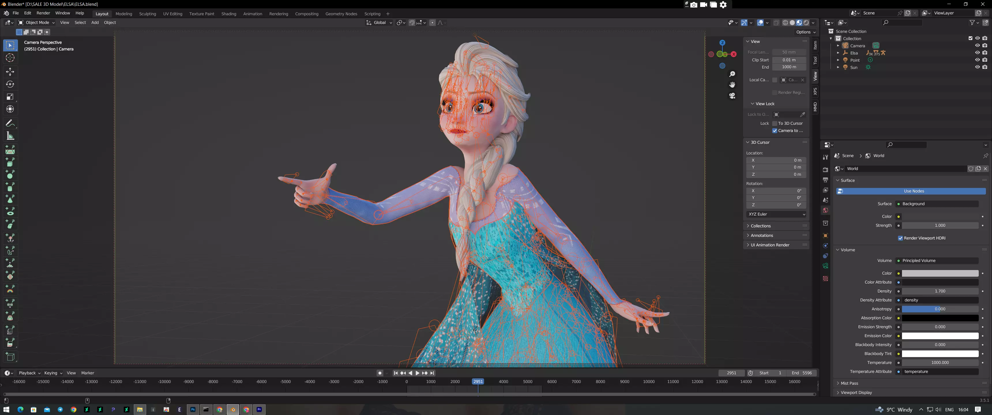Elsa Frozen 3D Model Low-poly 3D model_0