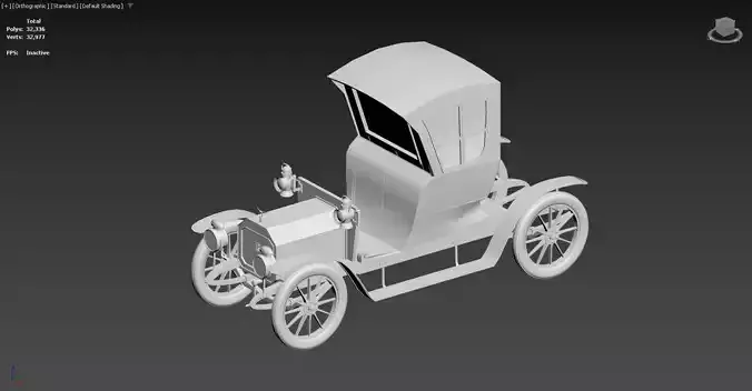 3D model of an early 20th-century automobile Low-poly 3D model