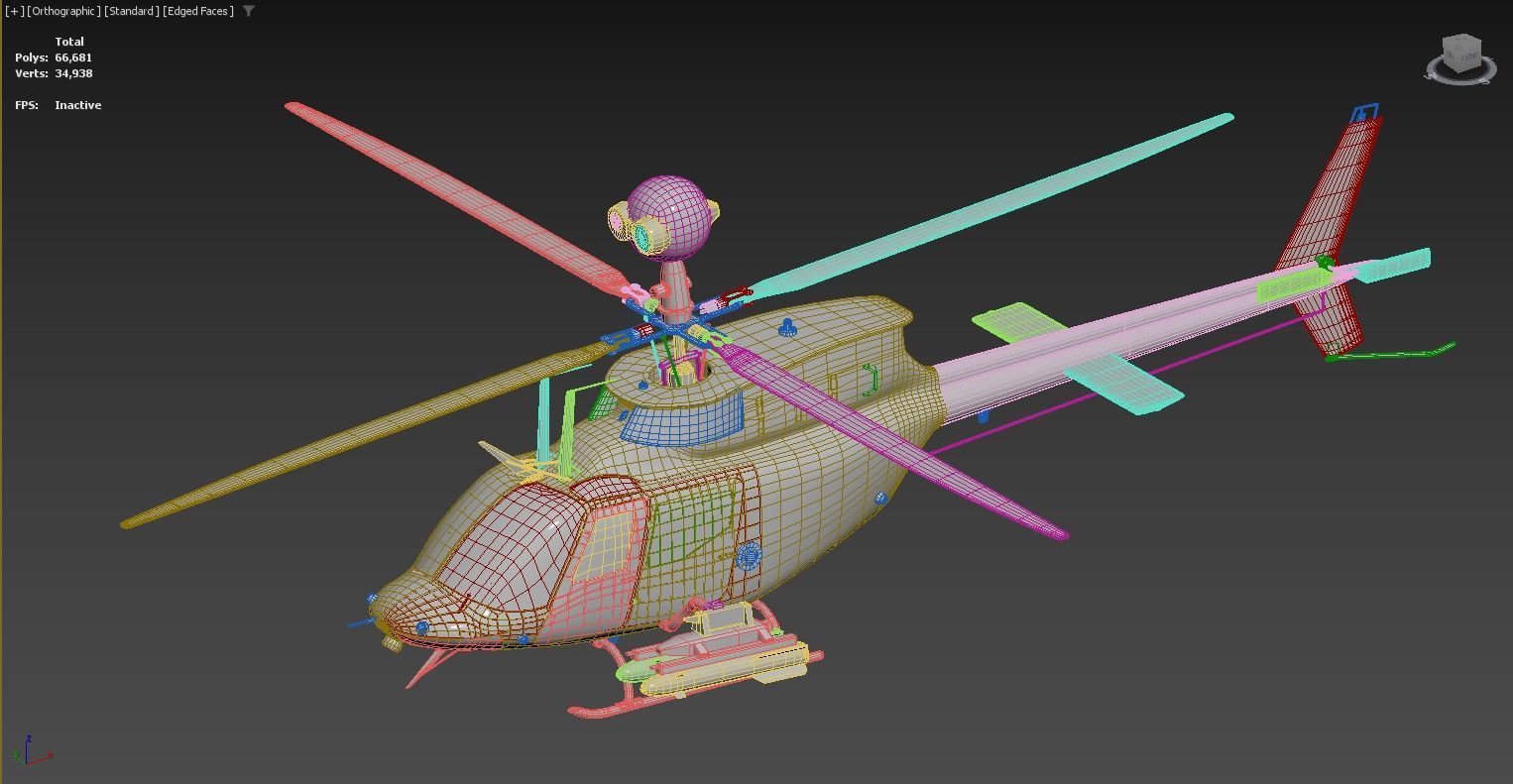 3D model of a helicopter Low-poly 3D model_1