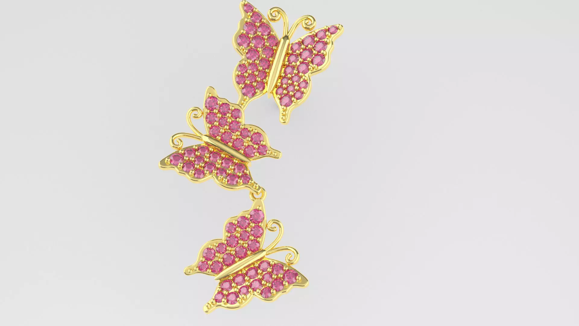 Diamond Buterfly Earring 3D print model_0