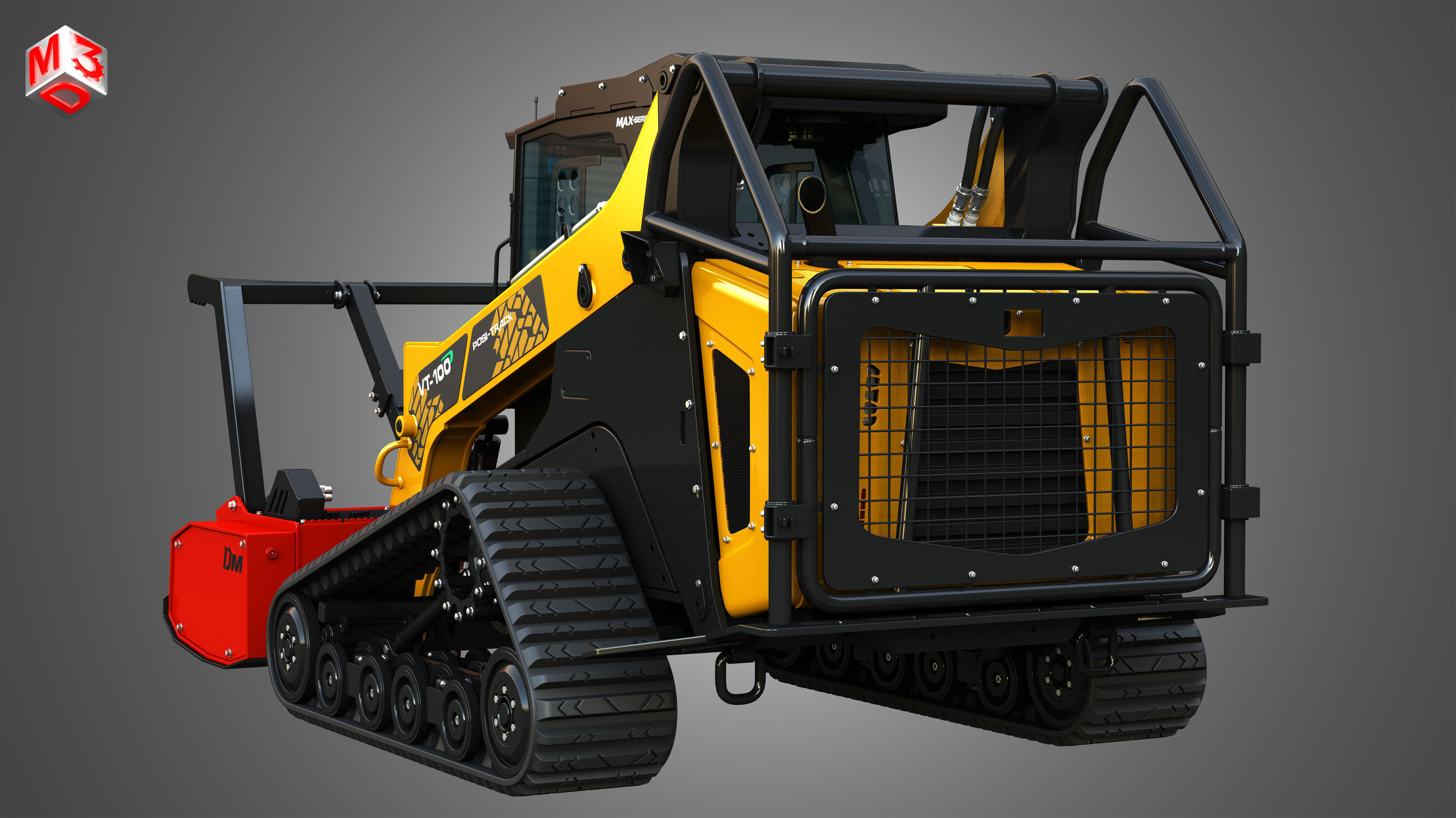 VT-100 Compact Track Loader with Forestry Package - Drum Mulcher 3D model_13