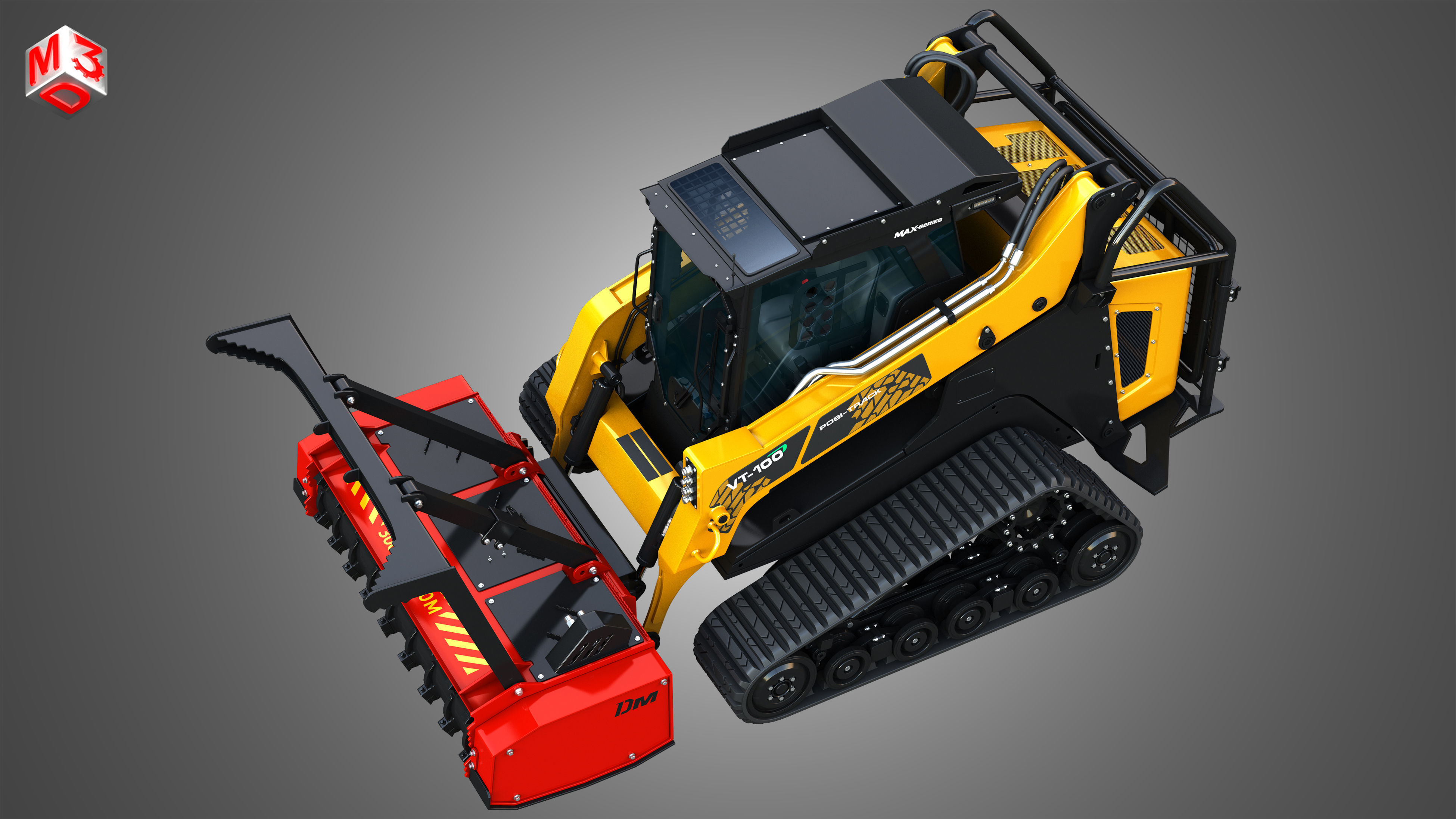 VT-100 Compact Track Loader with Forestry Package - Drum Mulcher 3D model_18