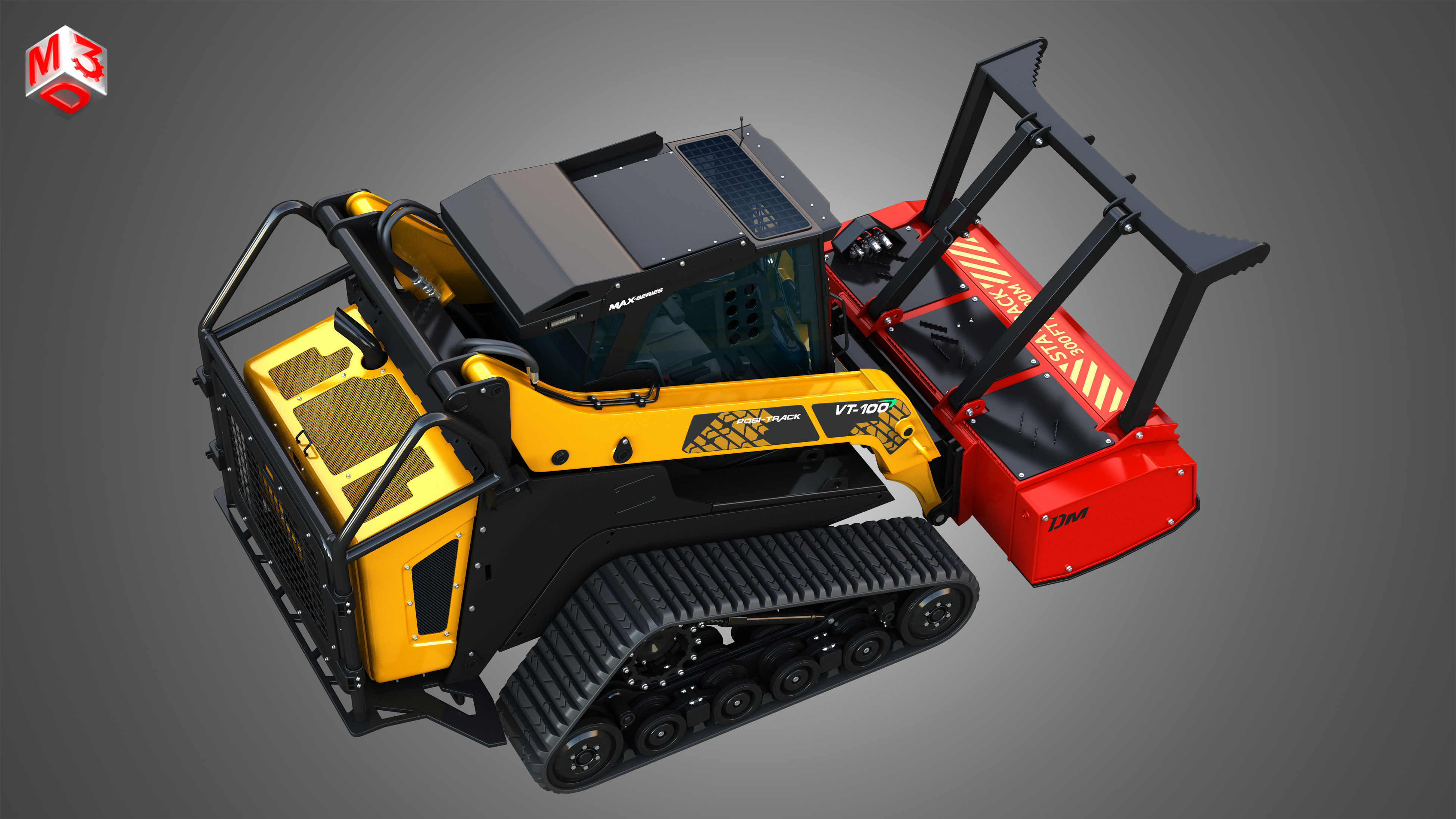 VT-100 Compact Track Loader with Forestry Package - Drum Mulcher 3D model_19